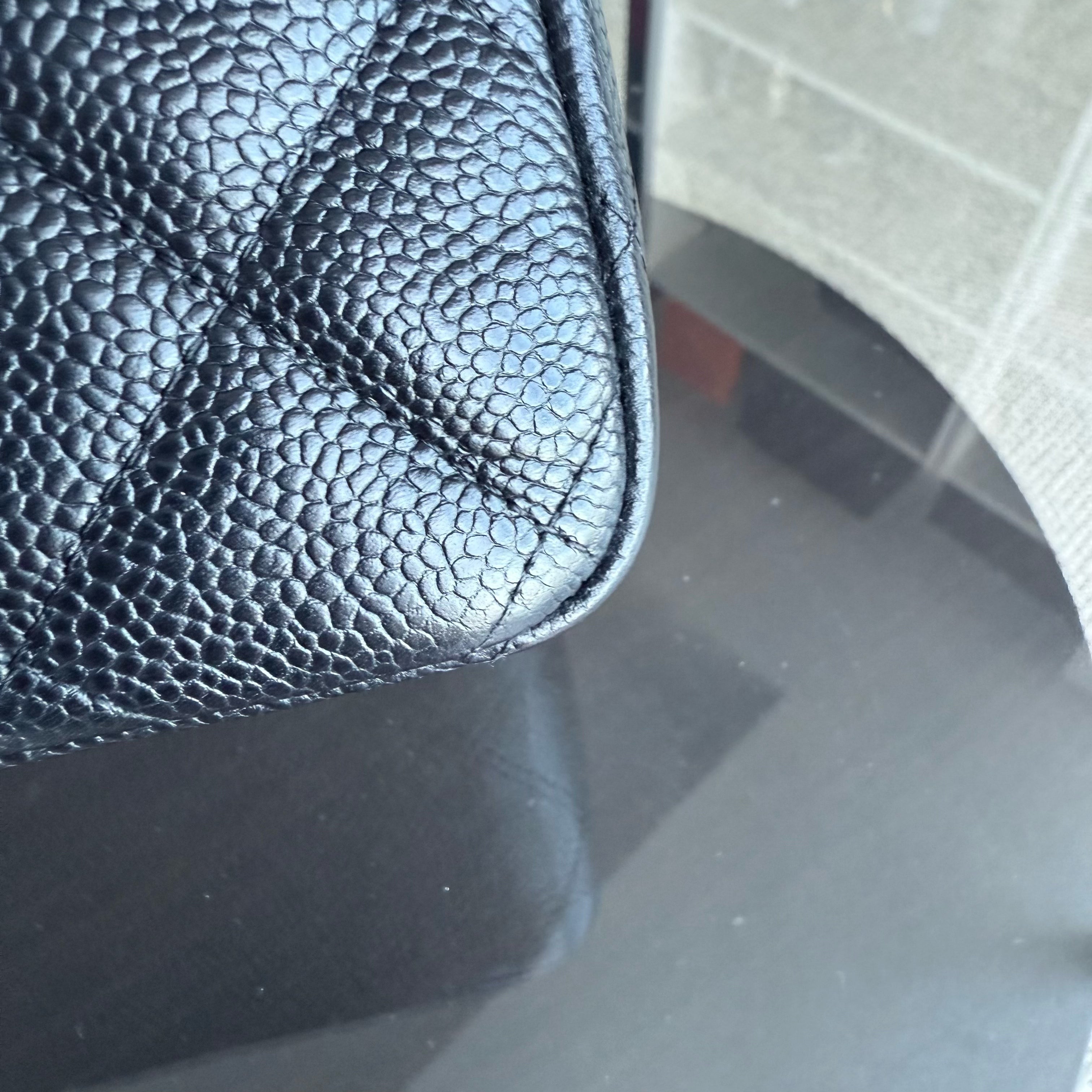 Chanel Classic Flap Jumbo - Caviar 30CM Double Flap Quilted Grained Calfskin Black Silver Hardware Series 19
