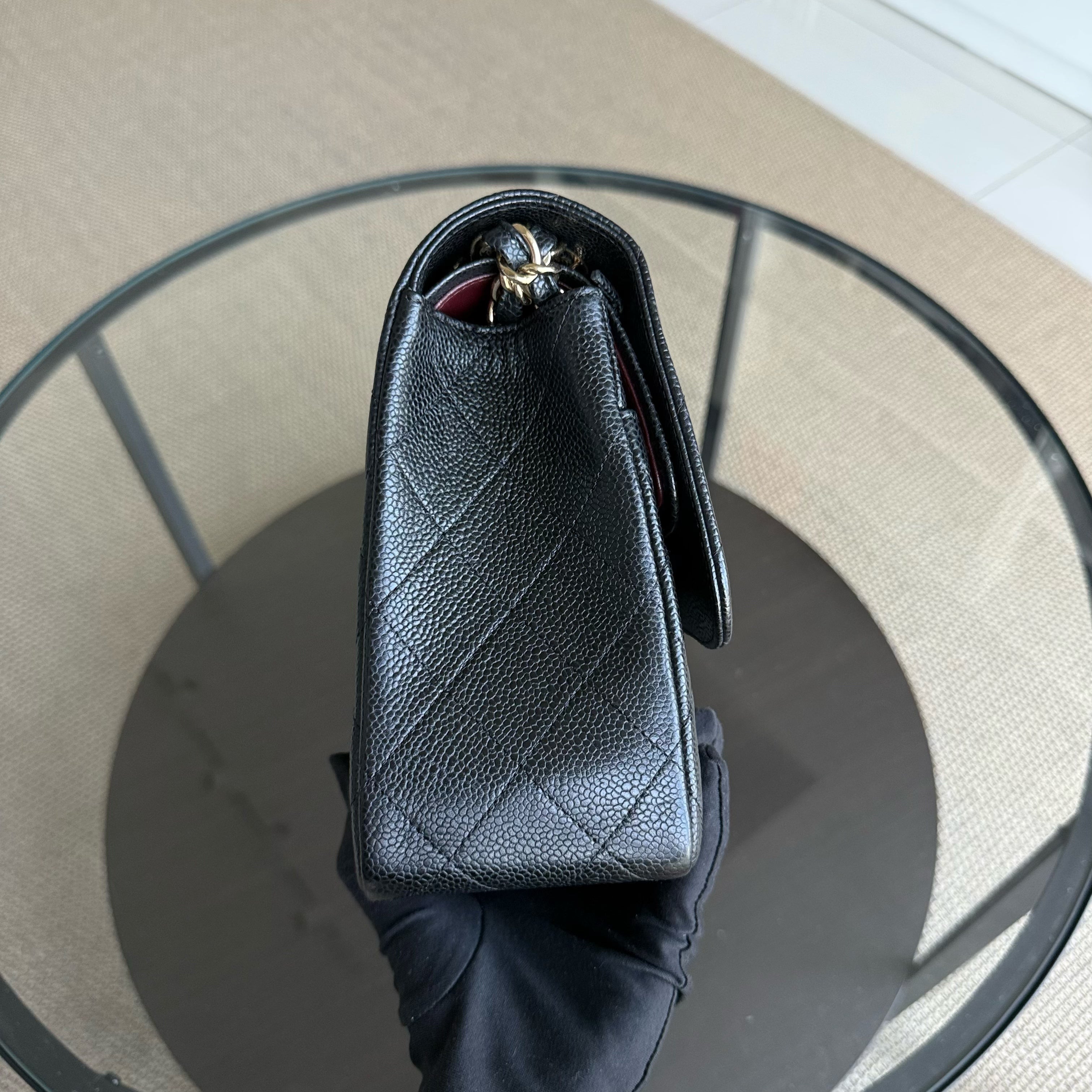 Chanel Classic Flap Jumbo - Caviar 30CM Double Flap Quilted Grained Calfskin Black Gold Hardware Series 15