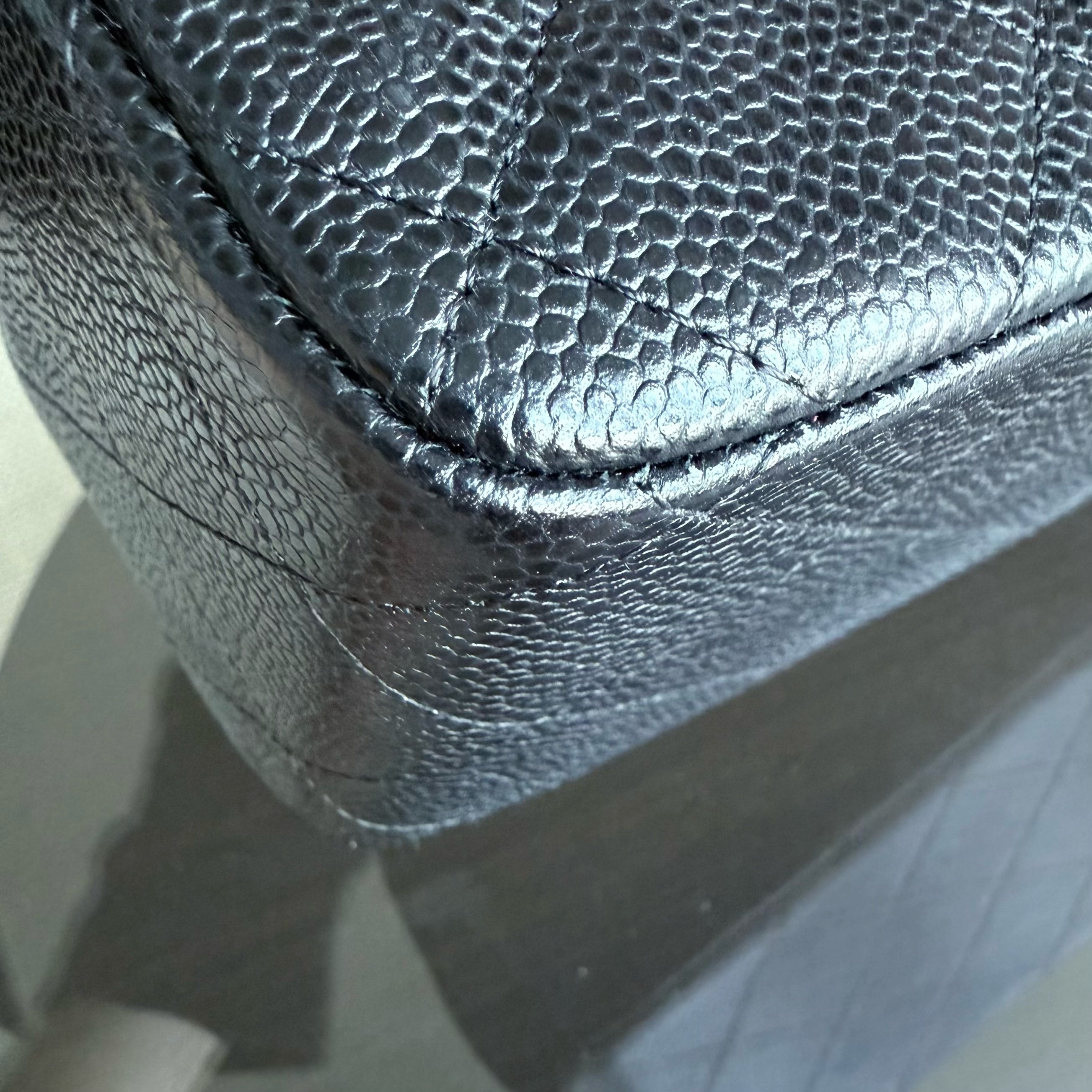 Chanel Classic Flap Jumbo - Caviar 30CM Double Flap Quilted Grained Calfskin Black Gold Hardware Series 15