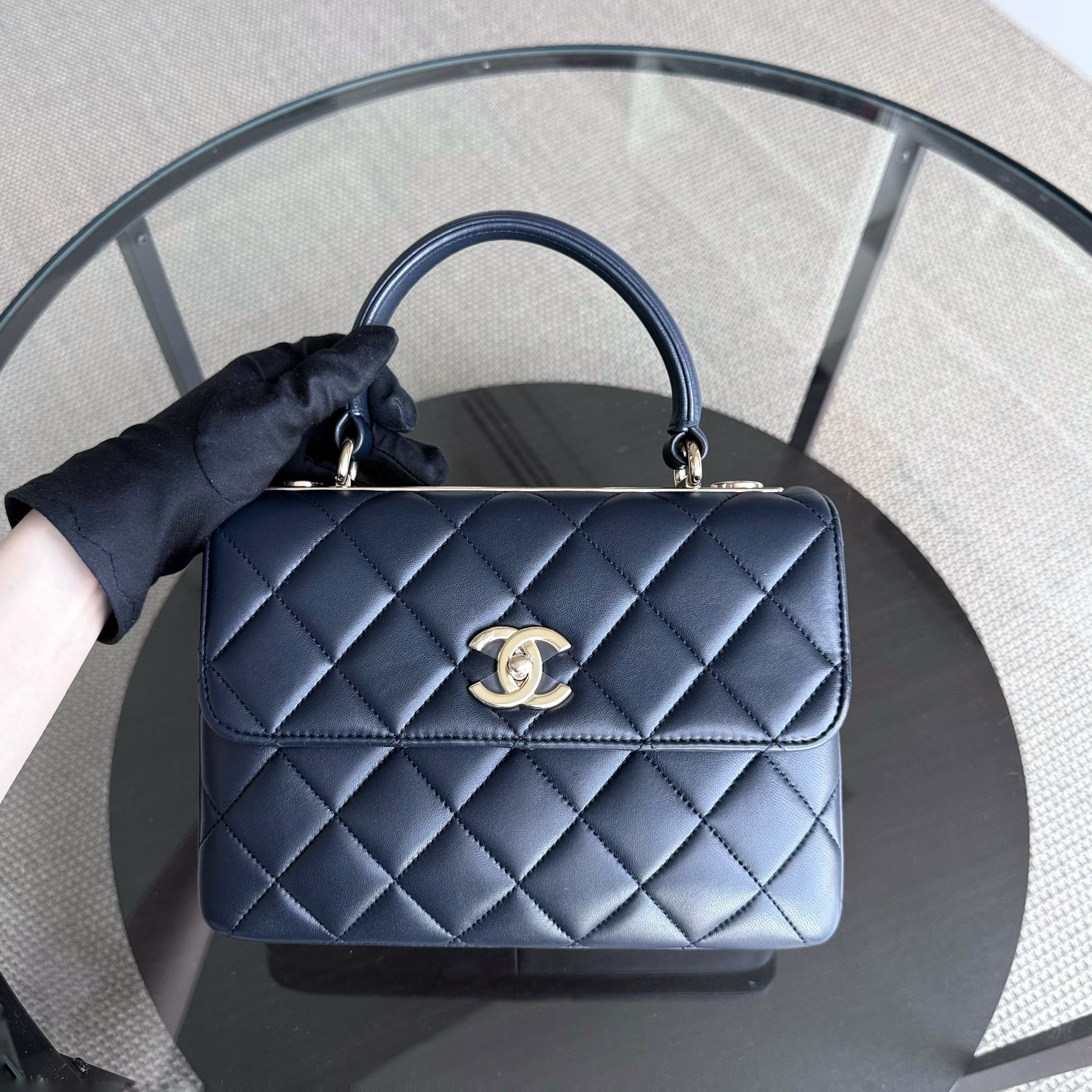 Chanel Trendy CC Small - Quilted Lambskin Dark Navy Blue Gold Hardware Series 23