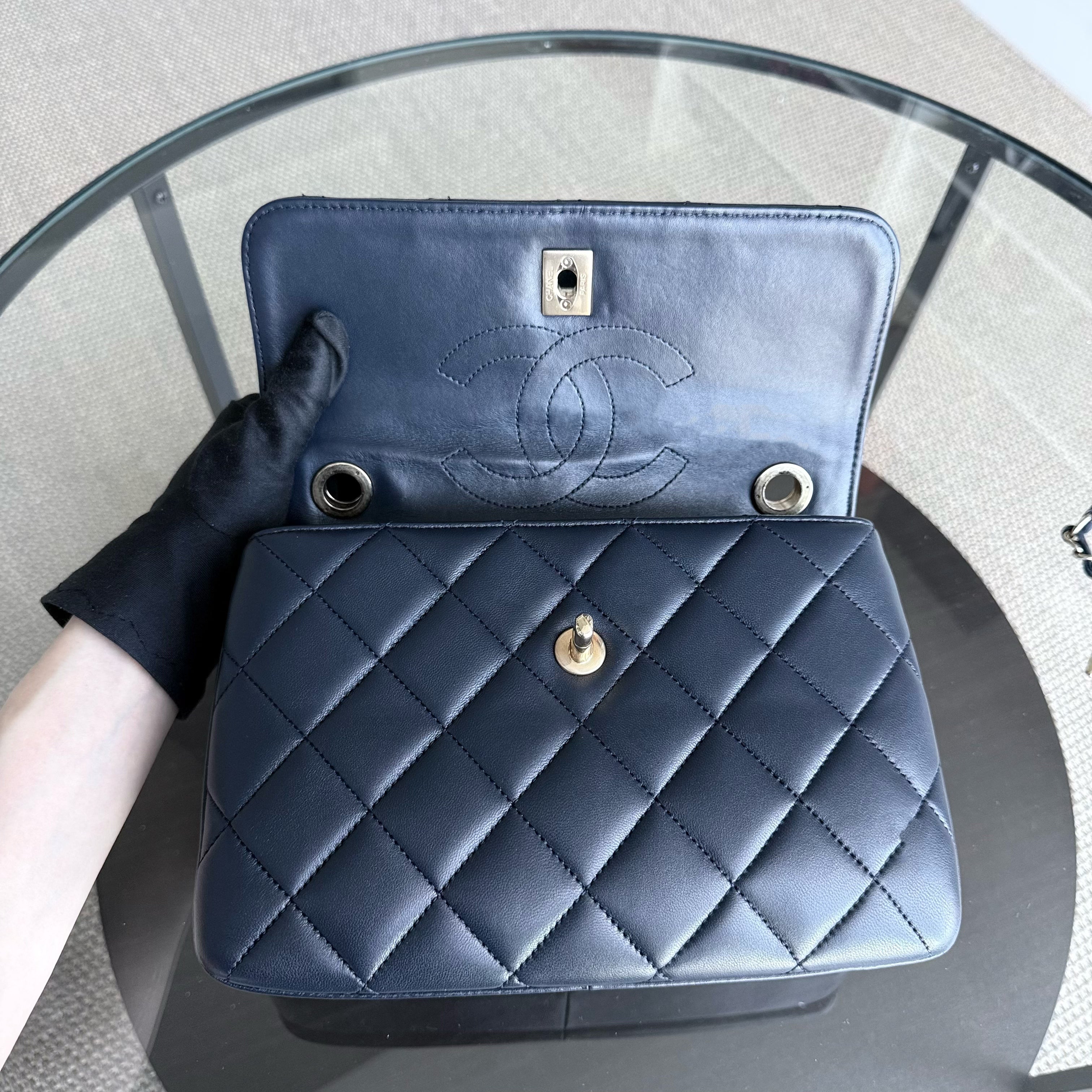 Chanel Trendy CC Small - Quilted Lambskin Dark Navy Blue Gold Hardware Series 23