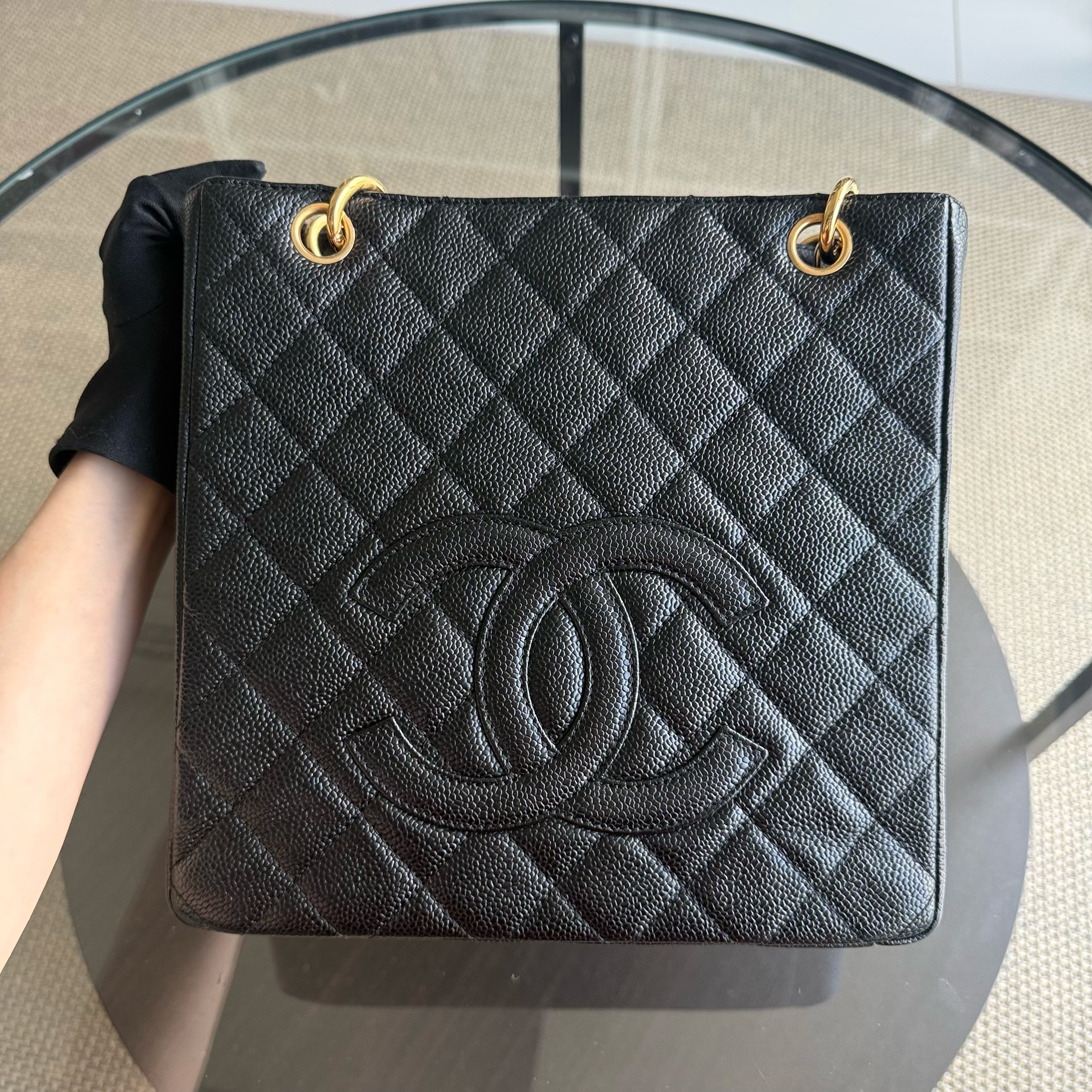 Chanel PST Petite Shopping Tote - Caviar Quilted Grained Calfskin Black Gold Hardware Series 8