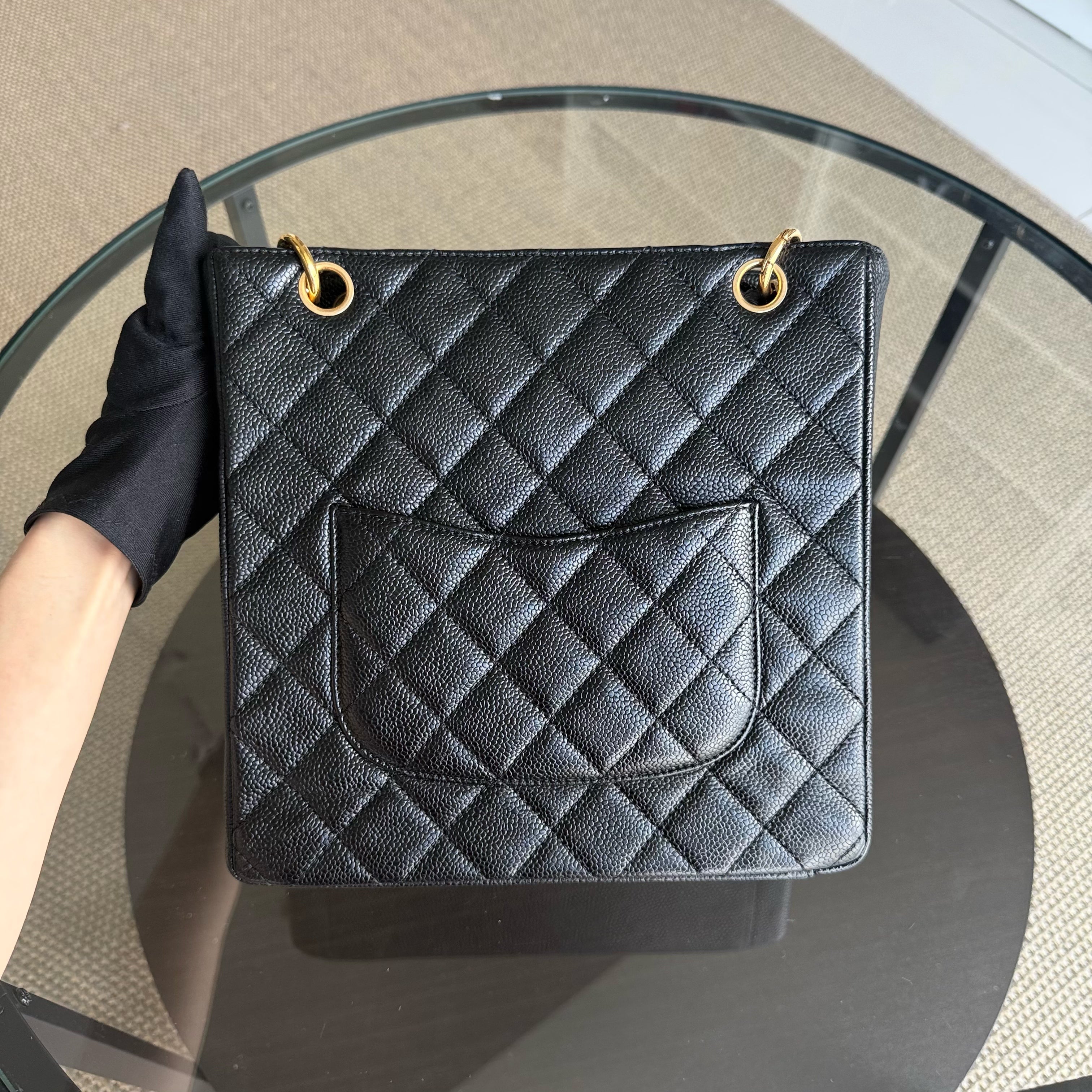 Chanel PST Petite Shopping Tote - Caviar Quilted Grained Calfskin Black Gold Hardware Series 8