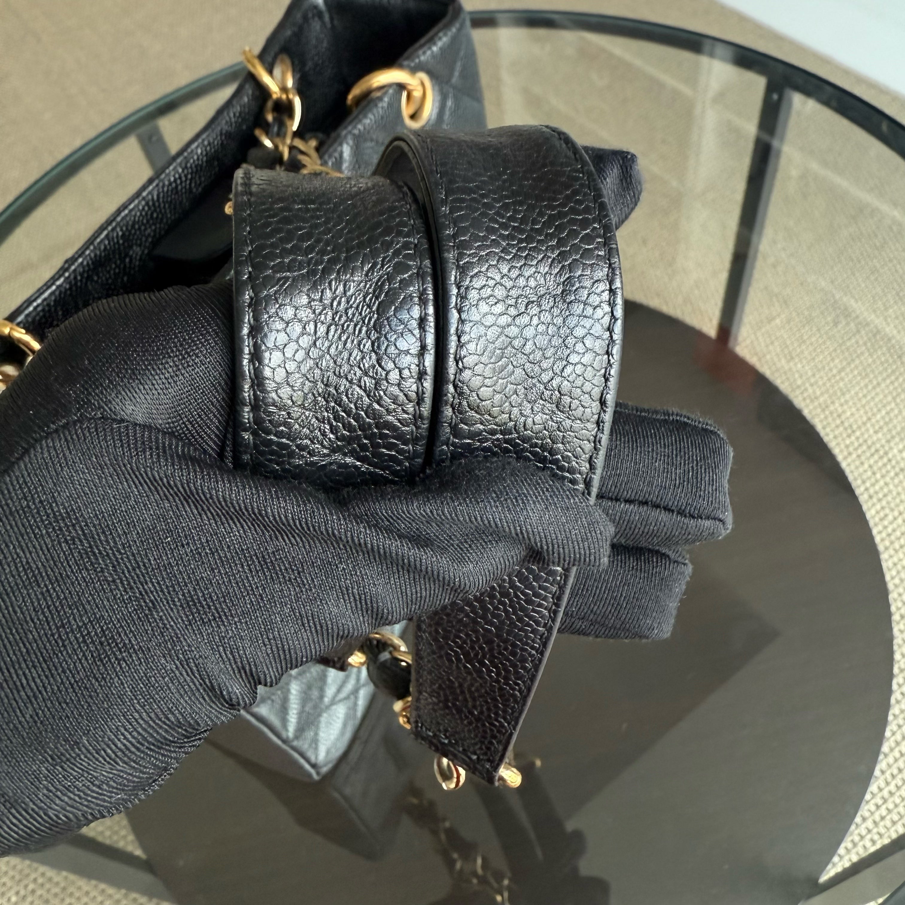 Chanel PST Petite Shopping Tote - Caviar Quilted Grained Calfskin Black Gold Hardware Series 8