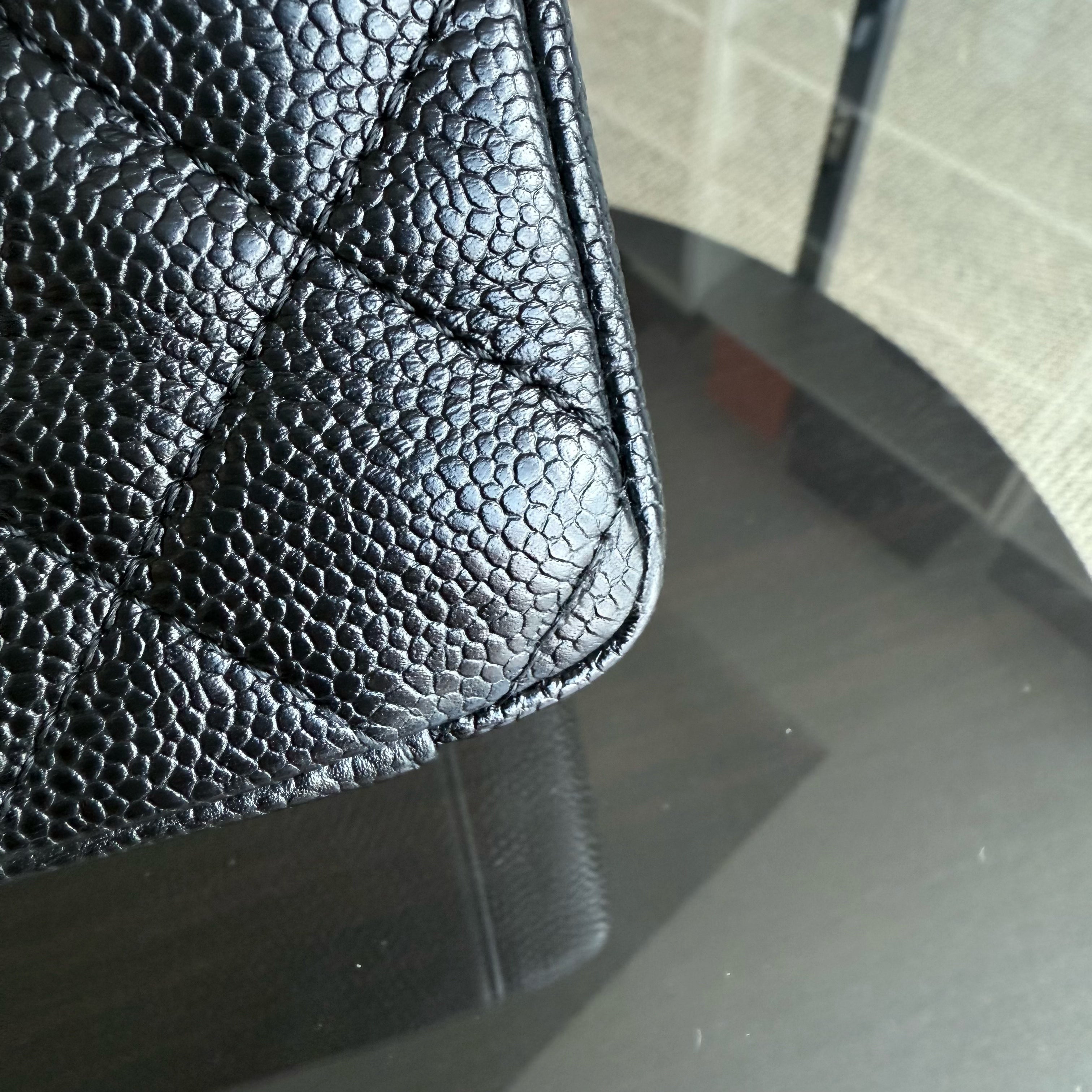Chanel PST Petite Shopping Tote - Caviar Quilted Grained Calfskin Black Gold Hardware Series 8