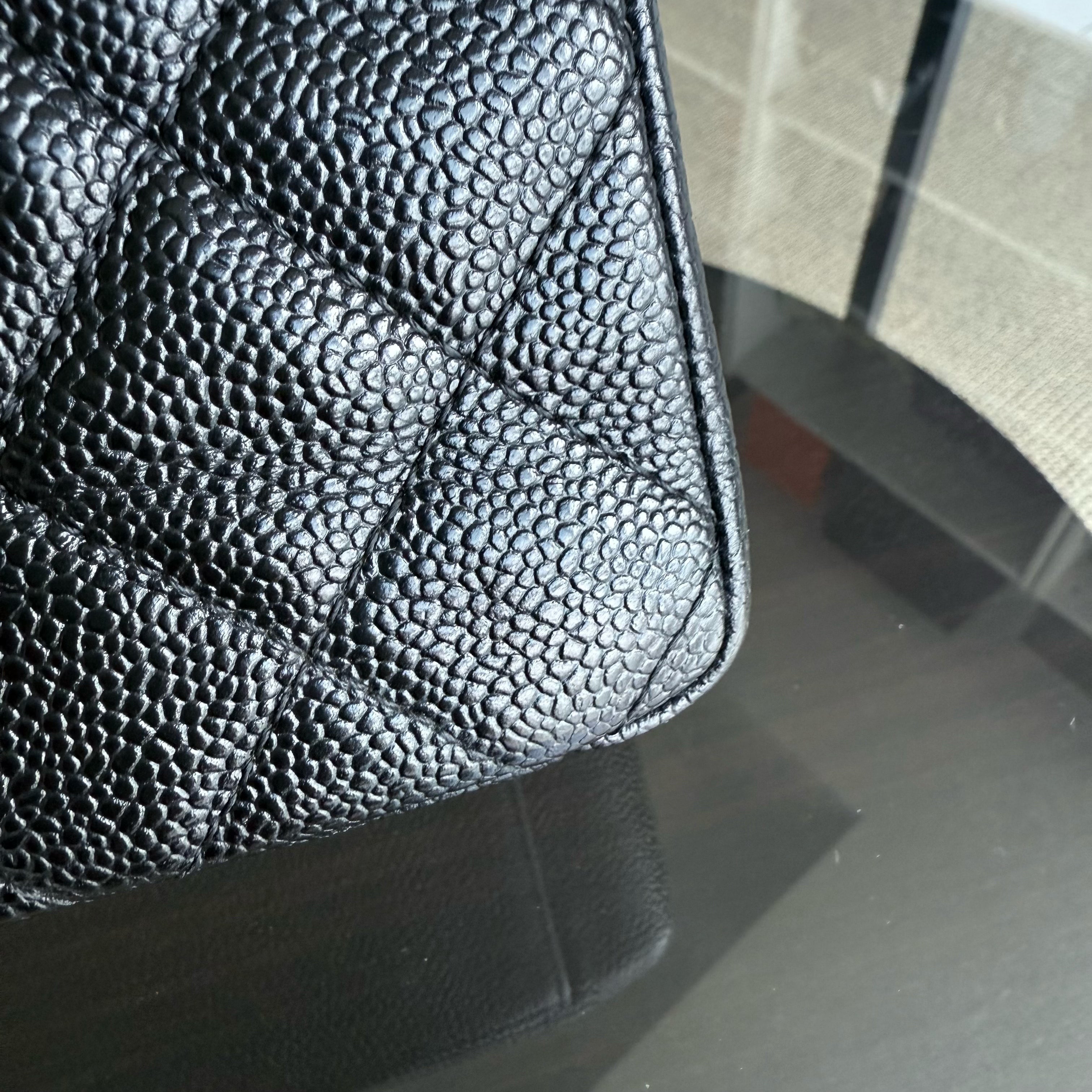Chanel PST Petite Shopping Tote - Caviar Quilted Grained Calfskin Black Gold Hardware Series 8