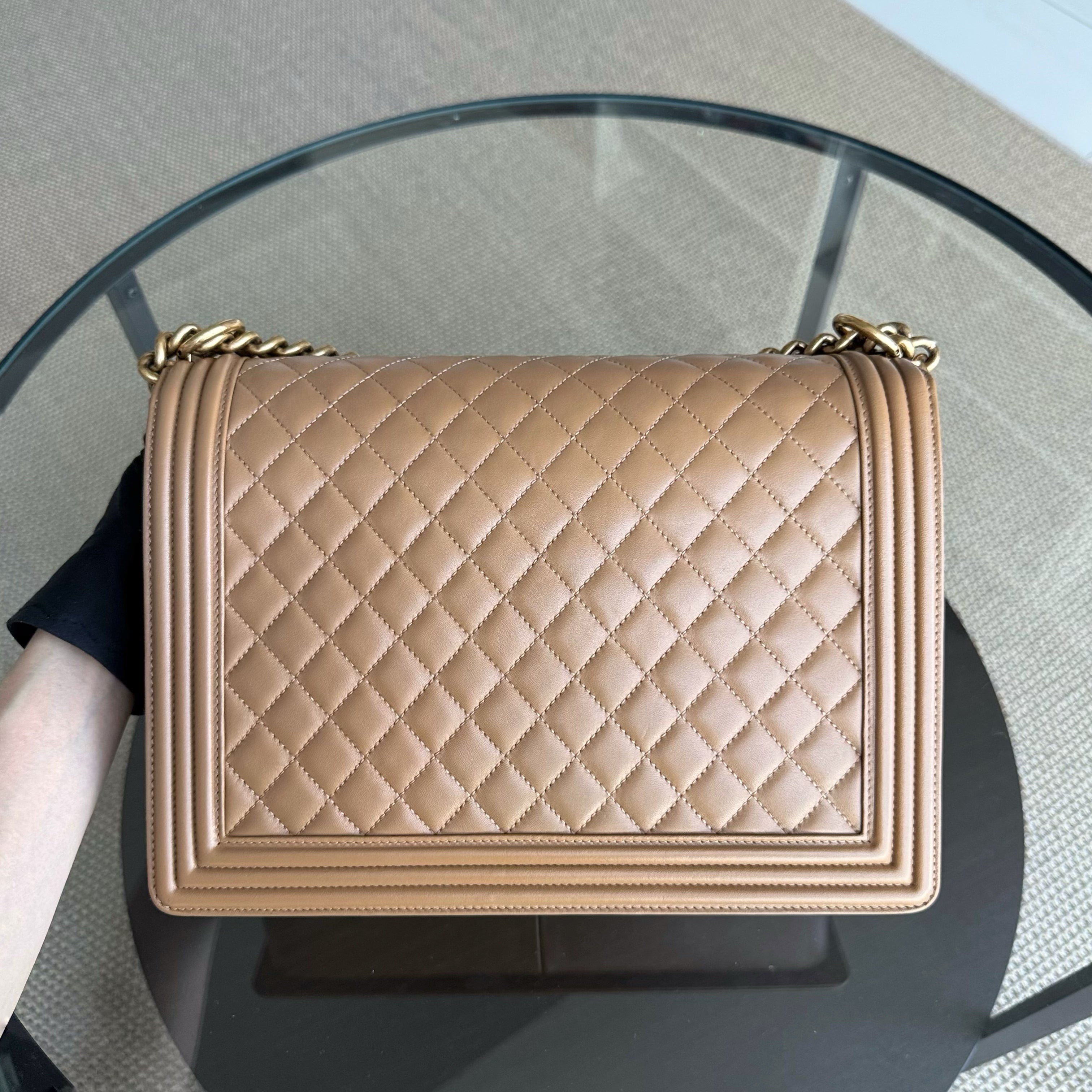 Chanel Boy Large - Quilted Lambskin Brown Gold Hardware Series 19