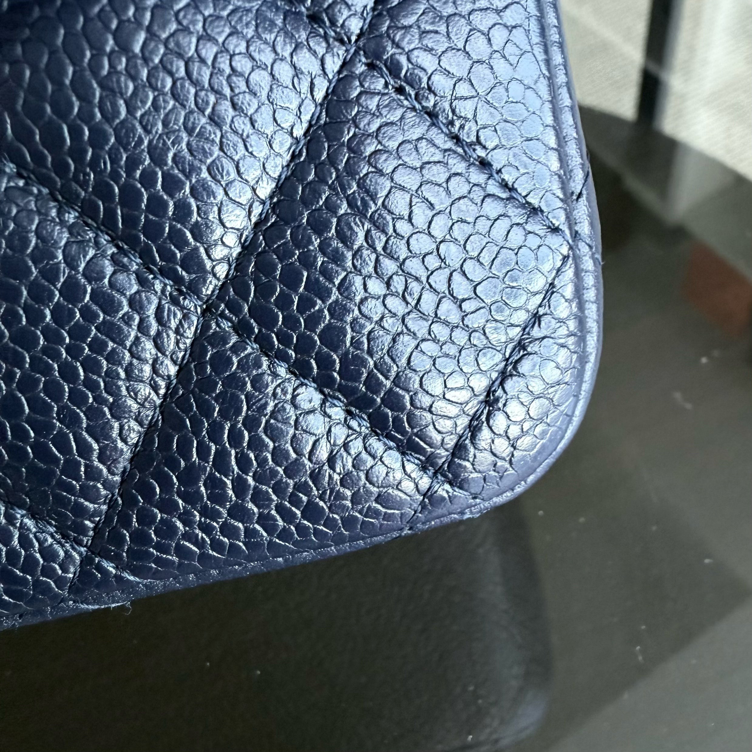Chanel Classic Flap Medium - Caviar Quilted Grained Calfskin Dark Blue Silver Hardware Series 19