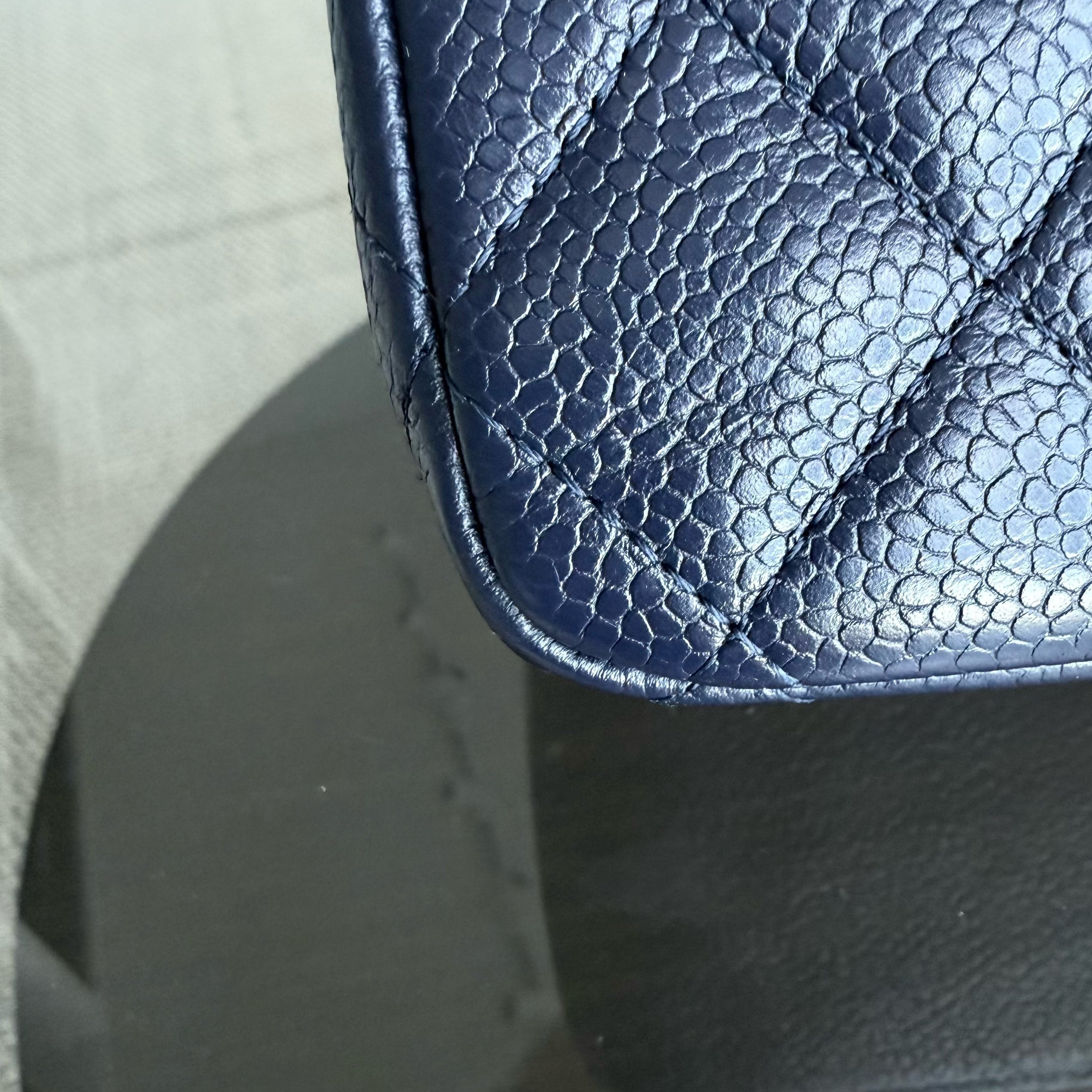Chanel Classic Flap Medium - Caviar Quilted Grained Calfskin Dark Blue Silver Hardware Series 19