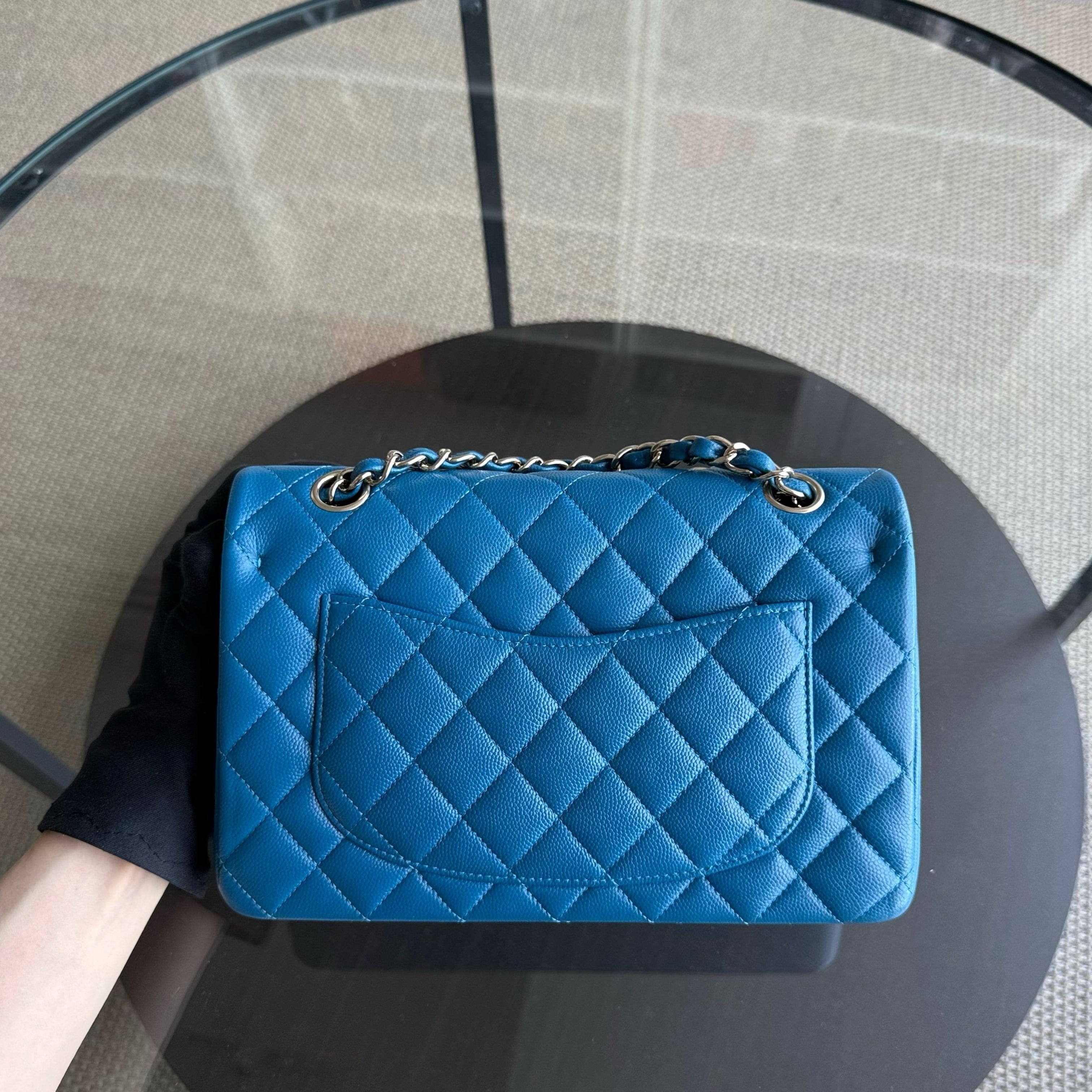Chanel Classic Flap Small - Caviar Quilted Grained Calfskin Blue Gold Hardware Series 30