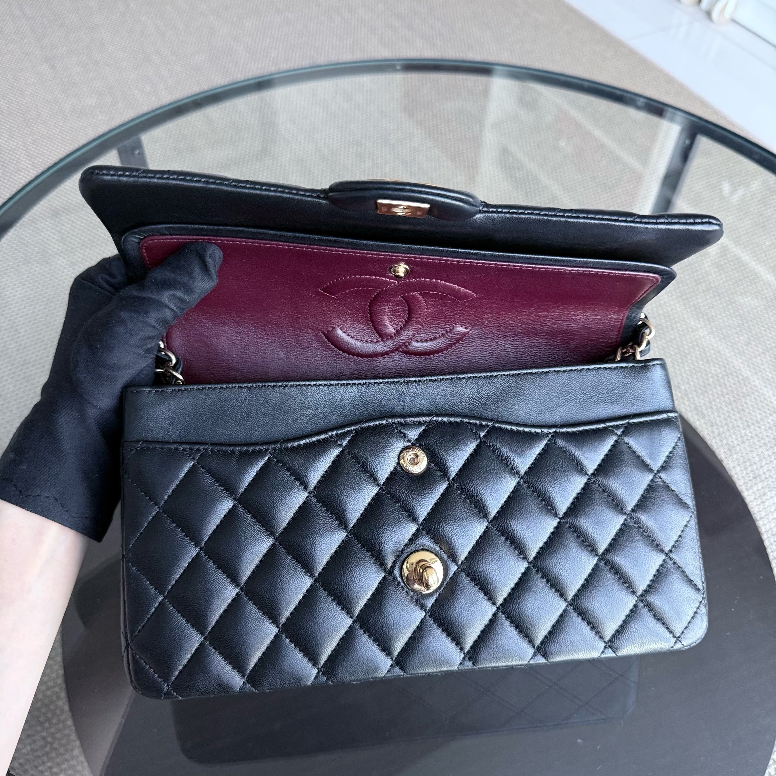 Chanel Classic Flap Medium - Quilted Lambskin Black Gold Hardware Series 24