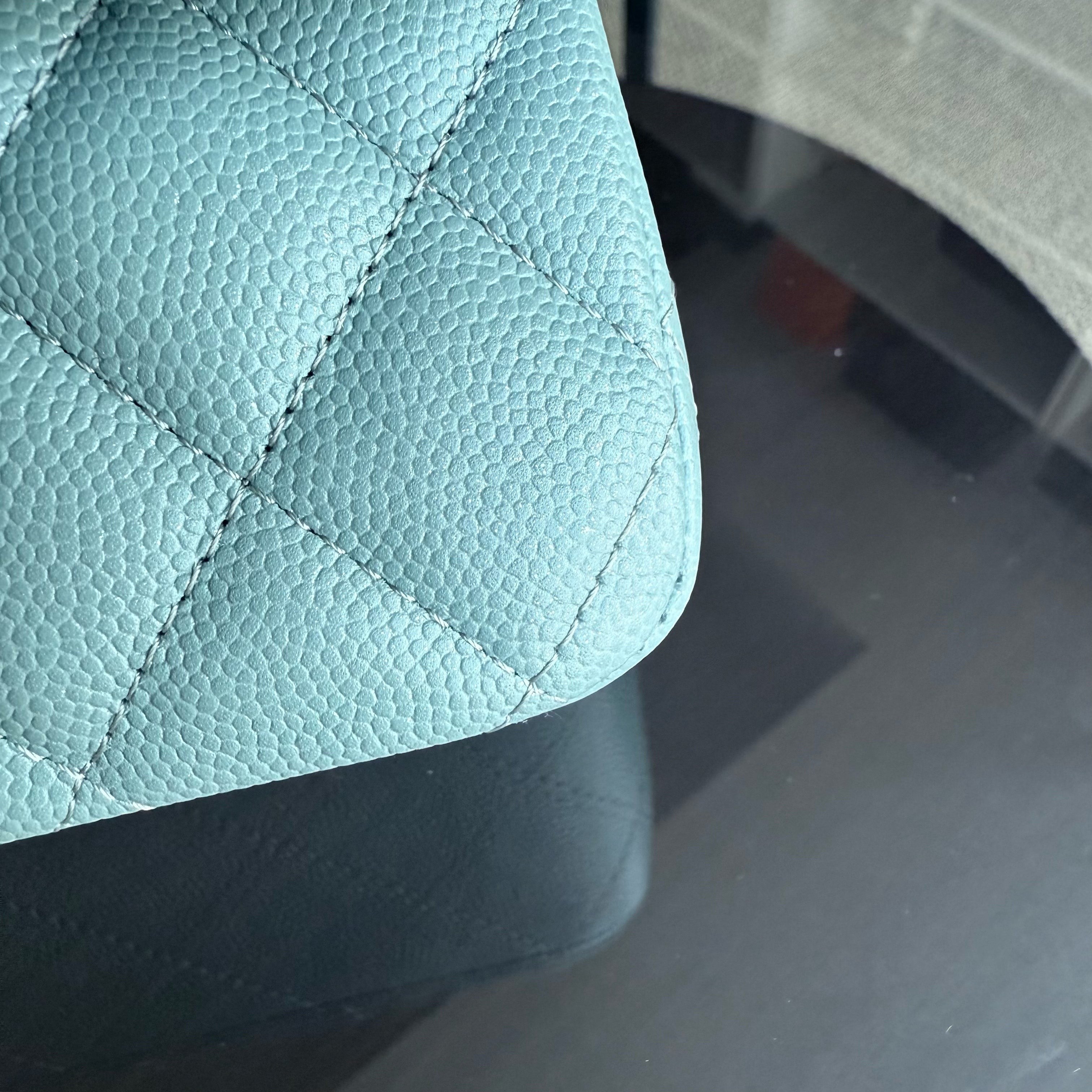 Chanel Classic Flap Medium - Caviar 25CM Quilted Light Blue Gold Hardware Series 25