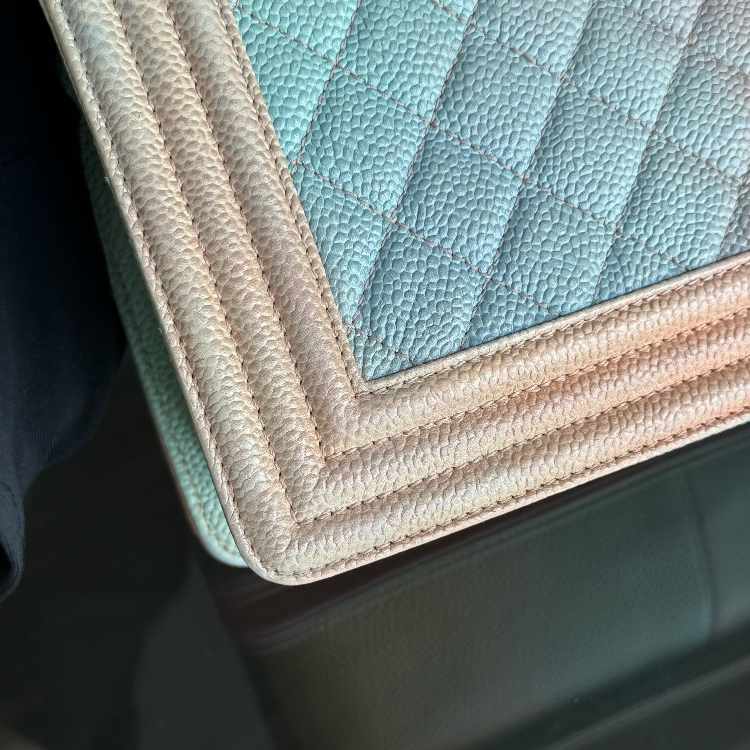Chanel Boy Medium - 25CM Quilted Grained Calfskin Rainbow Limited Edition Silver Hardware Series 25