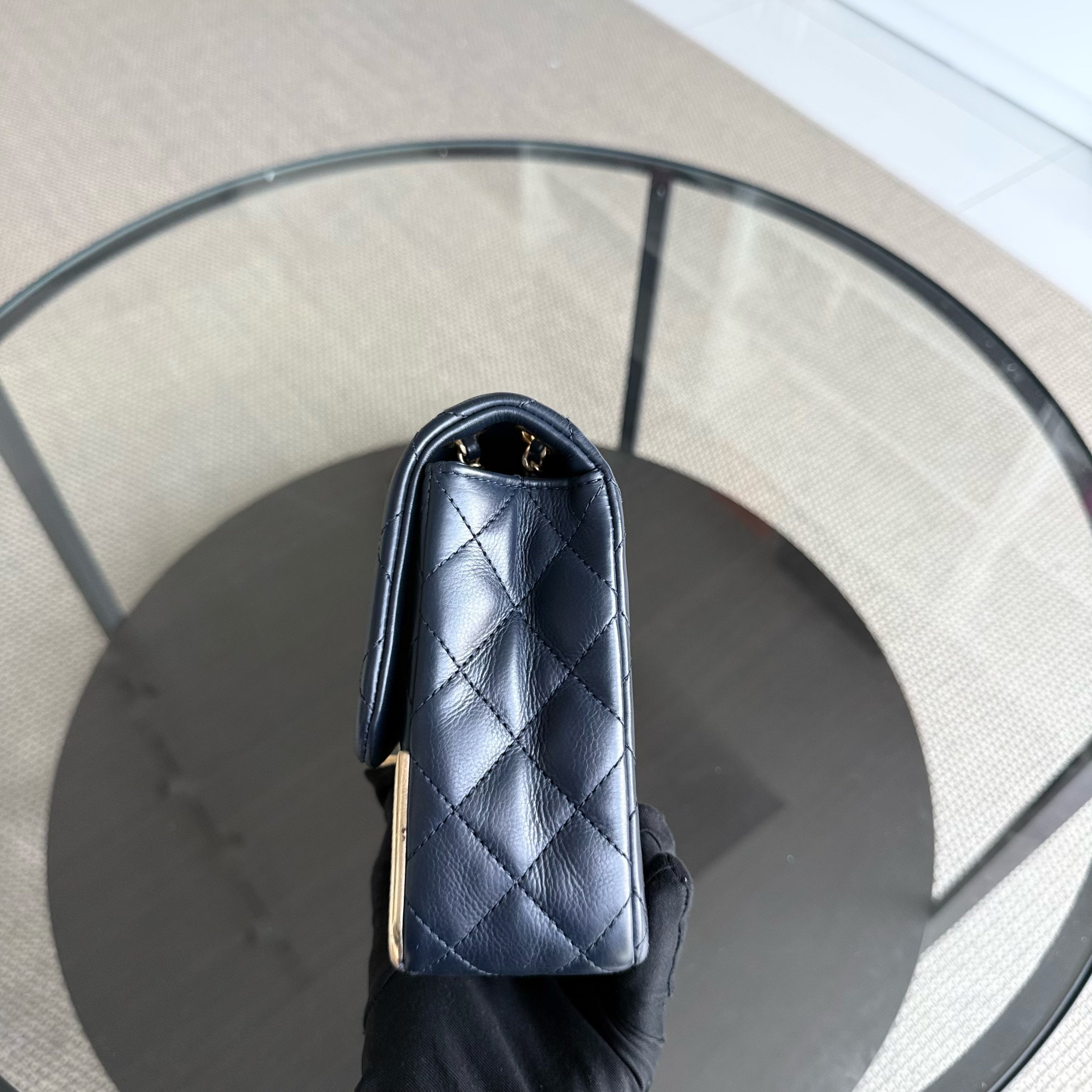 Chanel Classic Flap Seasonal - Rock The Corner Quilted Calfskin Dark Blue Gold Hardware Series 23