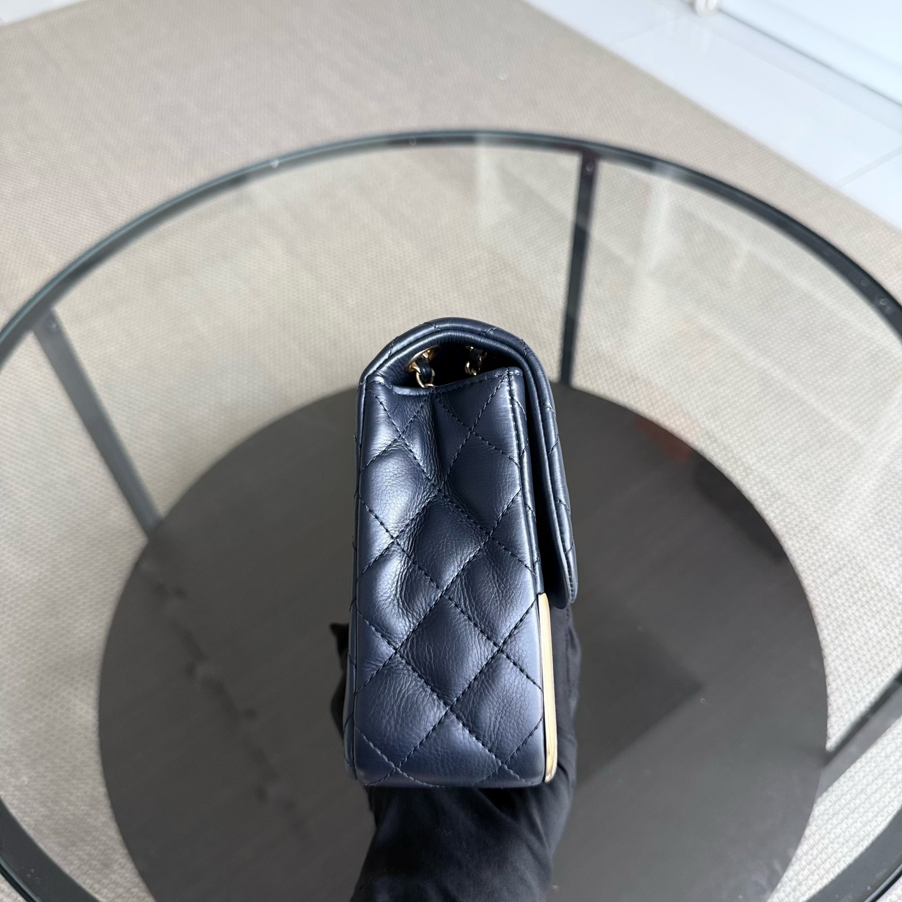 Chanel Classic Flap Seasonal - Rock The Corner Quilted Calfskin Dark Blue Gold Hardware Series 23