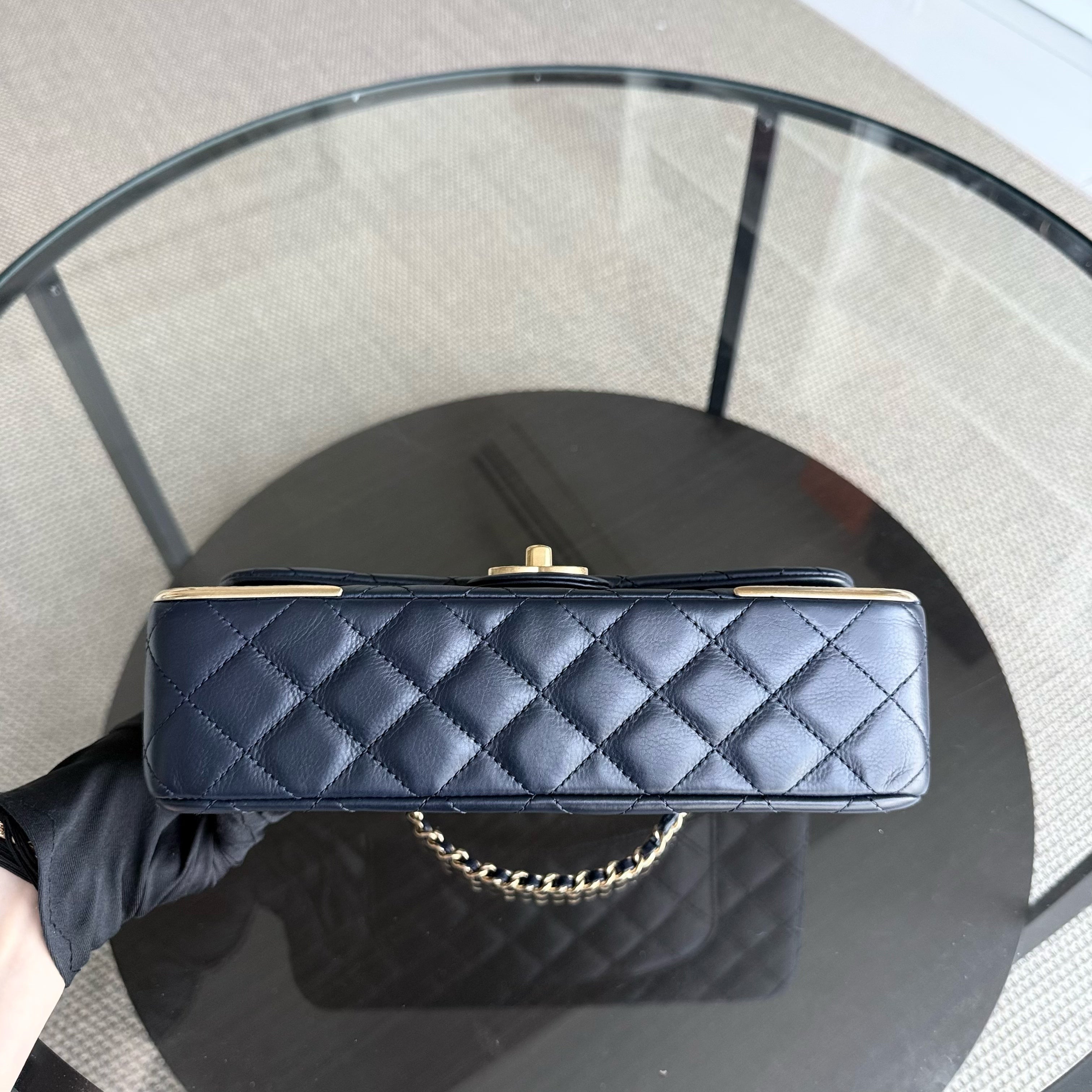 Chanel Classic Flap Seasonal - Rock The Corner Quilted Calfskin Dark Blue Gold Hardware Series 23