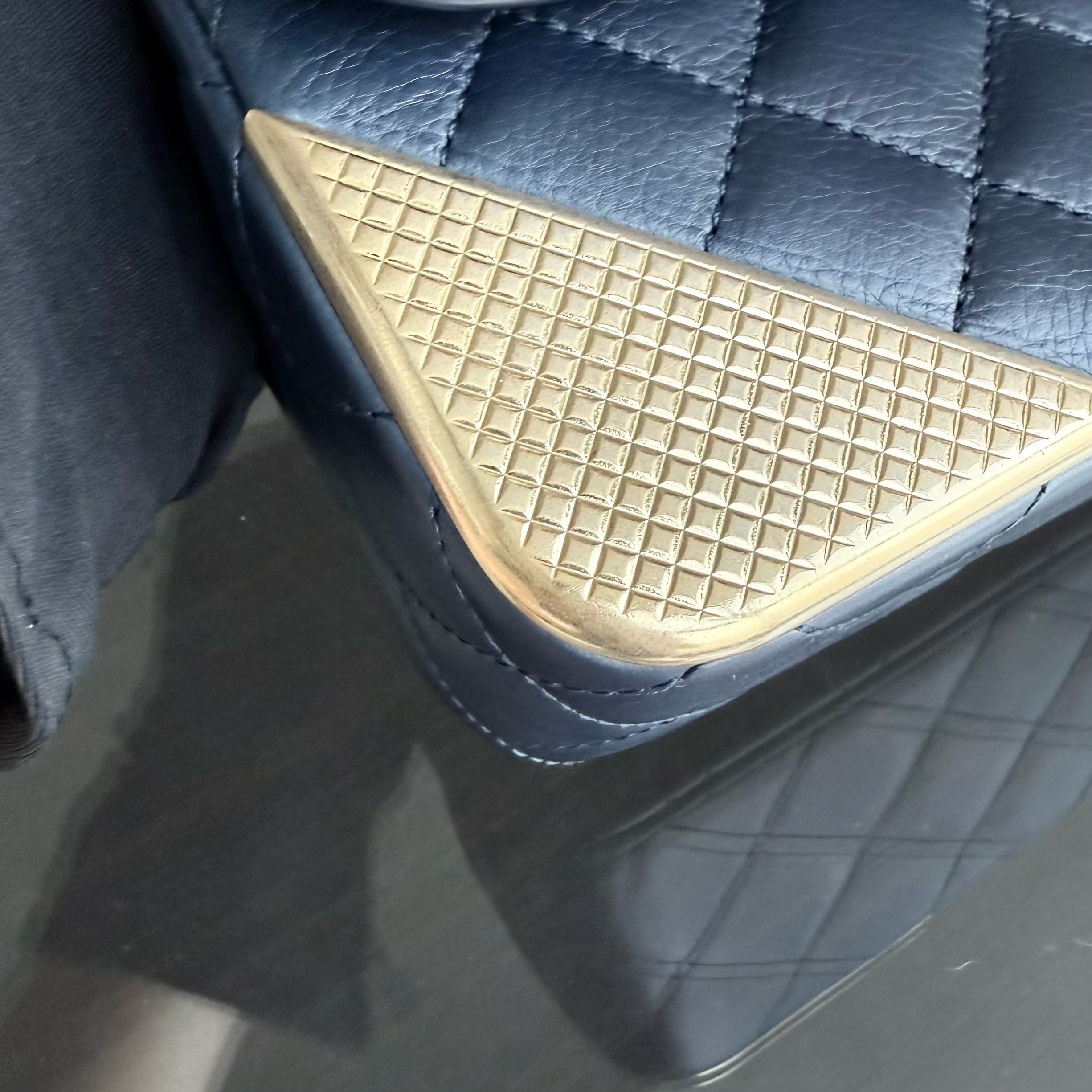 Chanel Classic Flap Seasonal - Rock The Corner Quilted Calfskin Dark Blue Gold Hardware Series 23