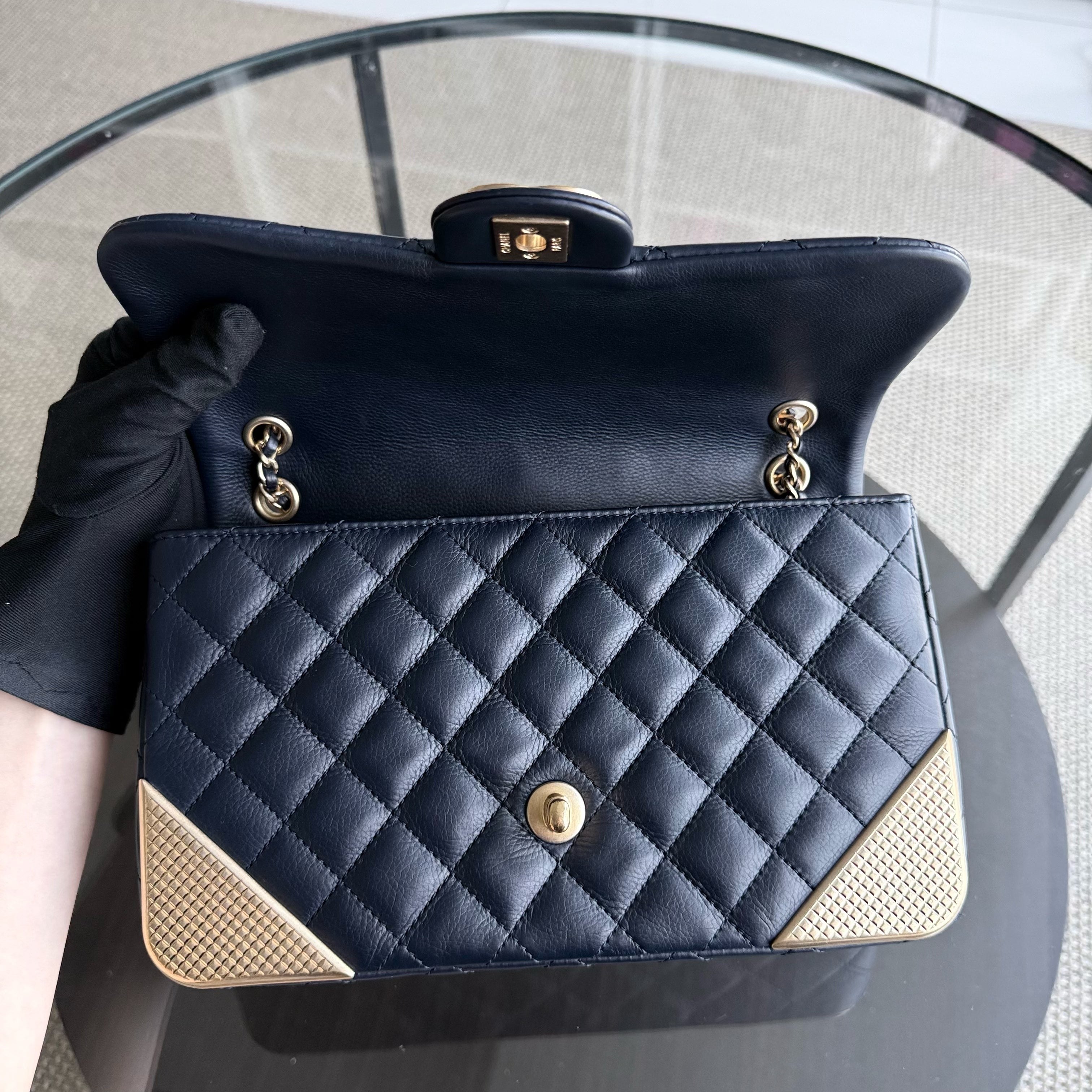 Chanel Classic Flap Seasonal - Rock The Corner Quilted Calfskin Dark Blue Gold Hardware Series 23