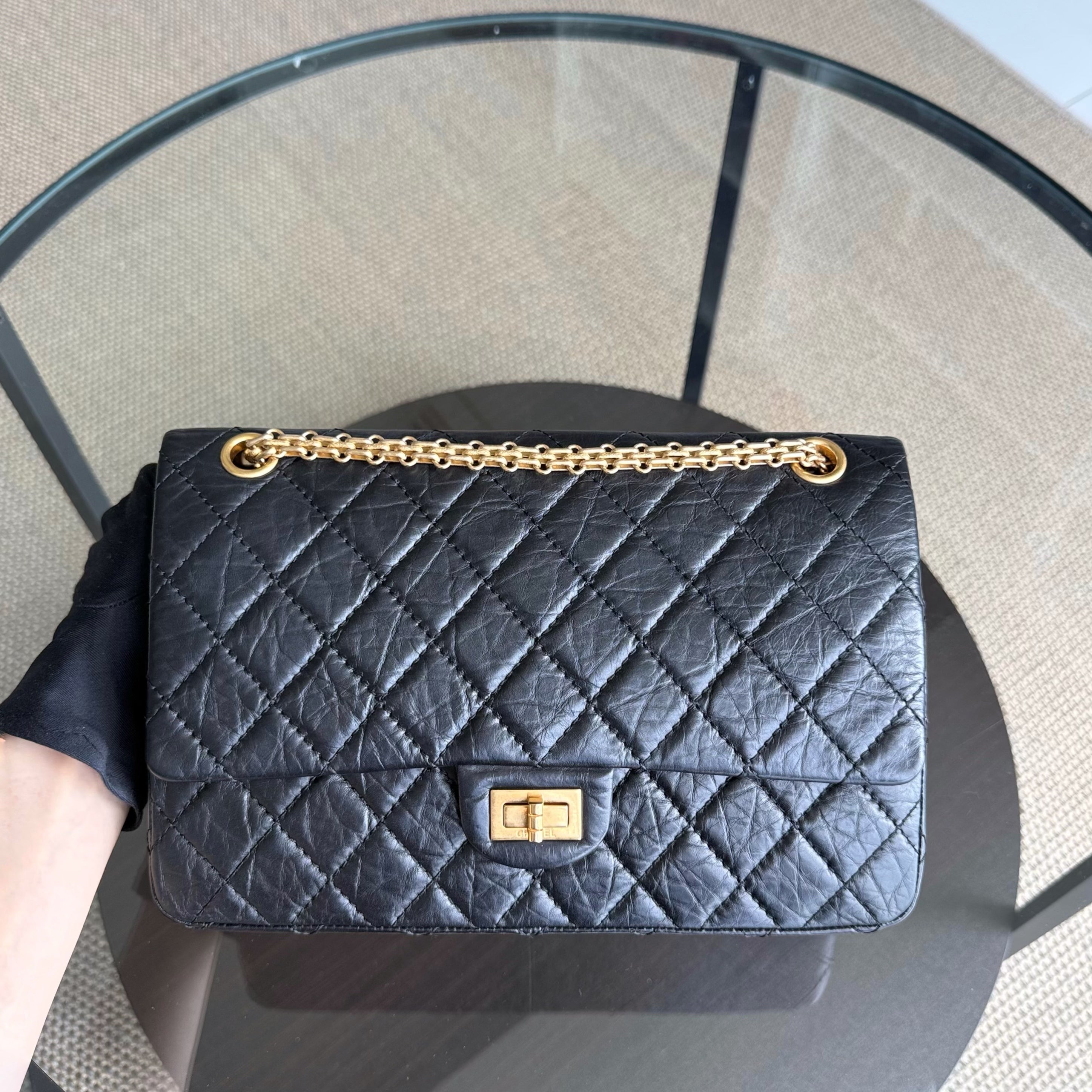 Chanel 2.55 Reissue 226 - Quilted Aged Calfskin Black Gold Hardware Series 16
