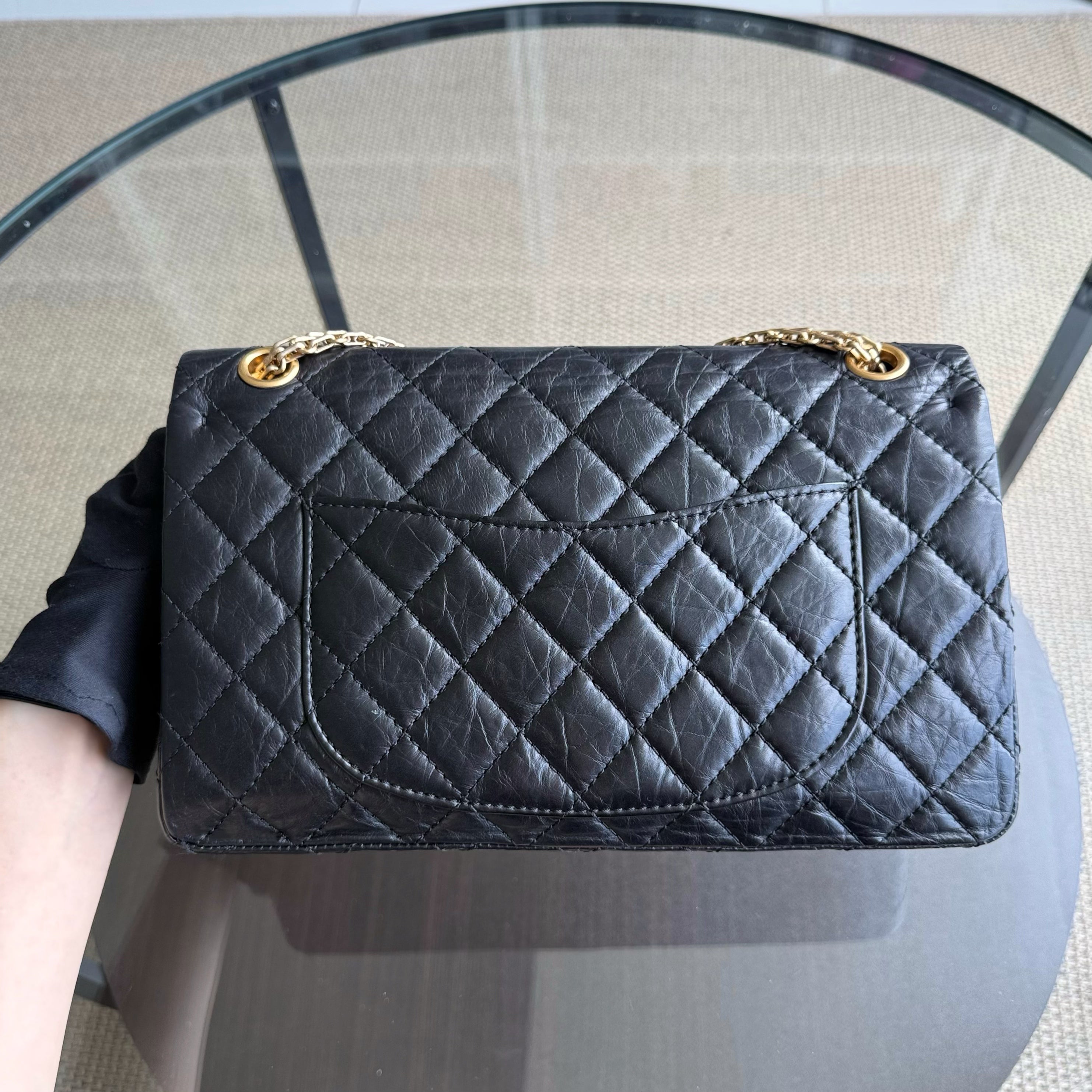 Chanel 2.55 Reissue 226 - Quilted Aged Calfskin Black Gold Hardware Series 16