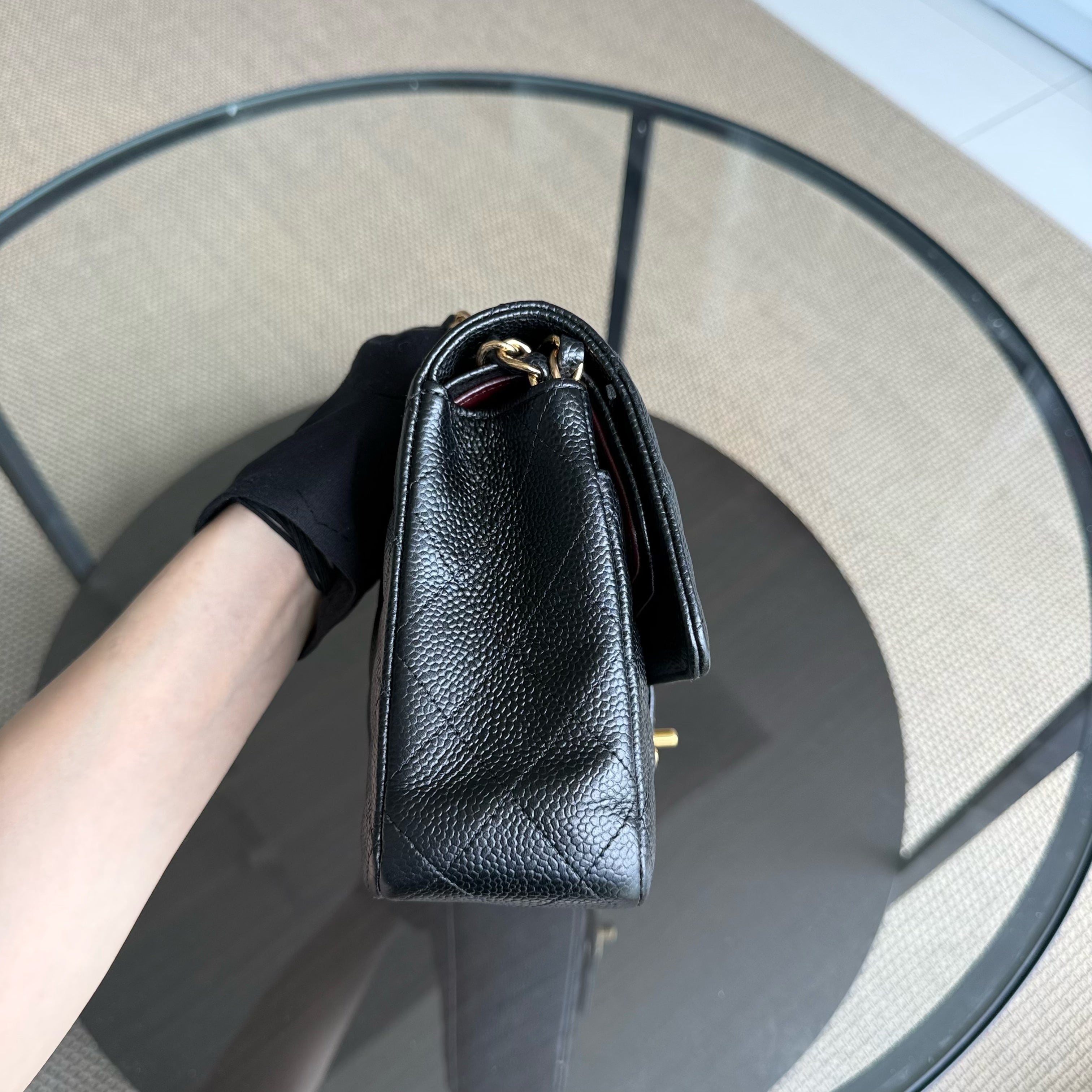 Chanel Classic Flap Medium - Caviar 25CM Quilted Grained Calfskin Black Gold Hardware Series 23