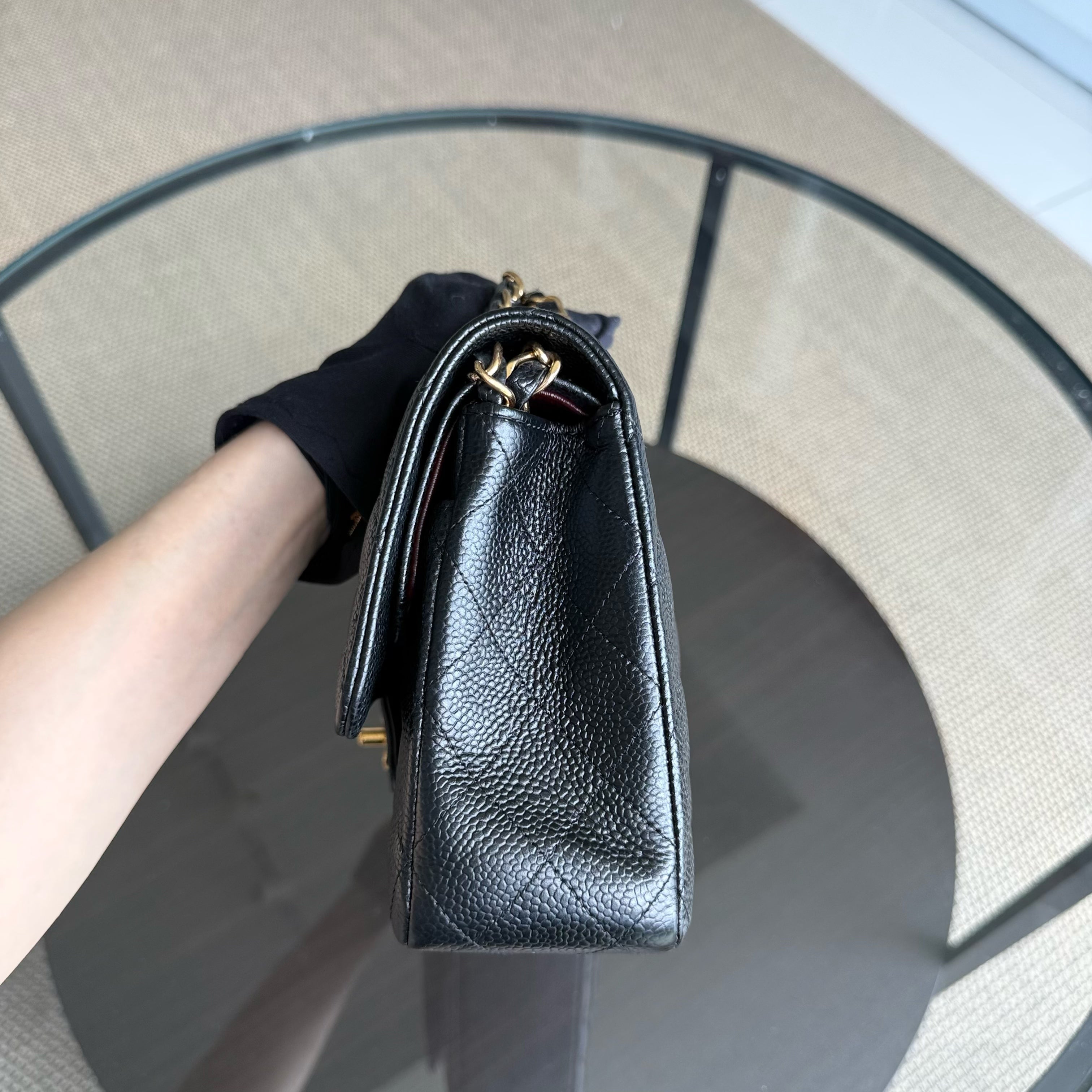 Chanel Classic Flap Medium - Caviar 25CM Quilted Grained Calfskin Black Gold Hardware Series 23