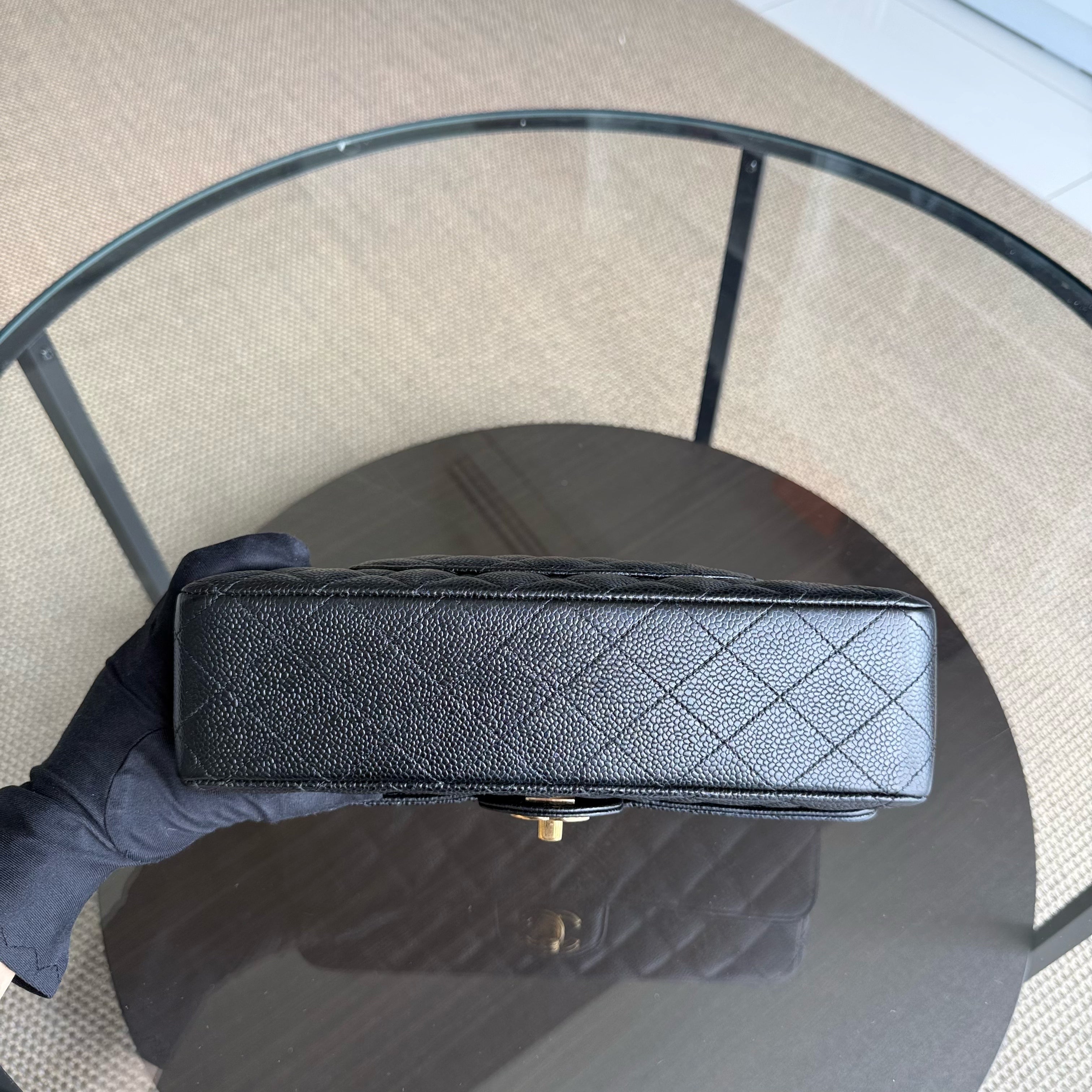 Chanel Classic Flap Medium - Caviar 25CM Quilted Grained Calfskin Black Gold Hardware Series 23
