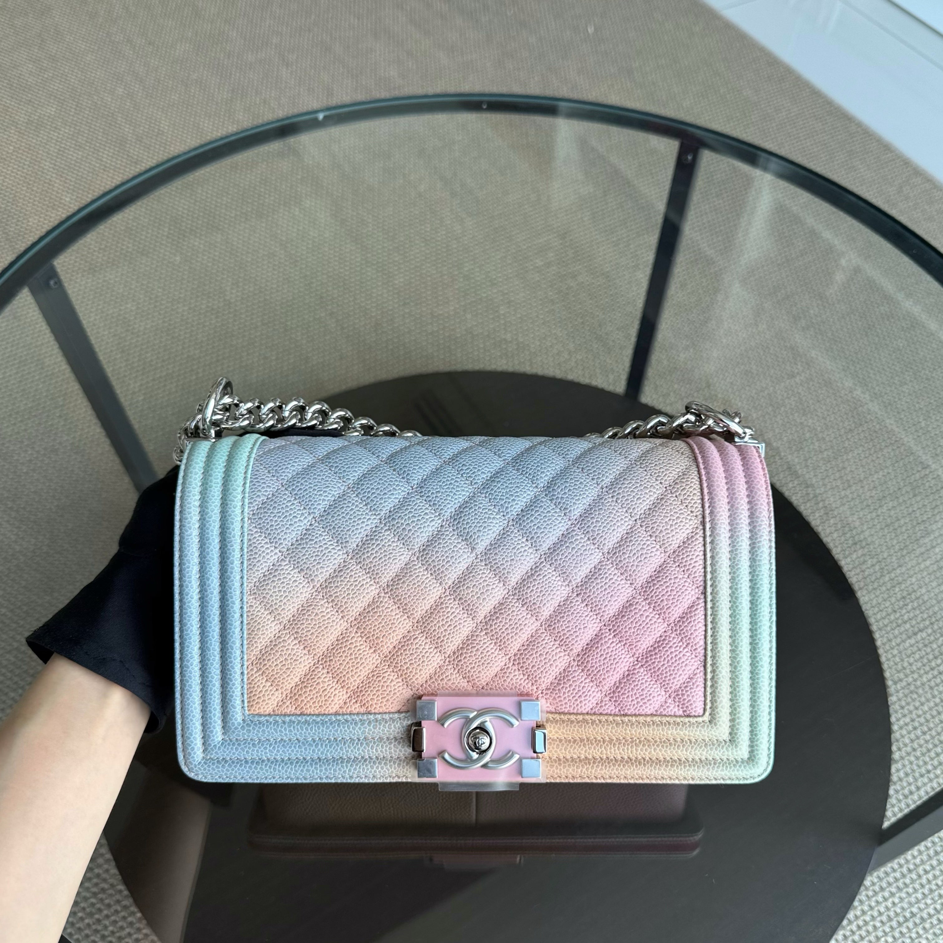 Chanel Boy Medium - Caviar 25CM Quilted Grained Calfskin Rainbow Limited Edition Series 25