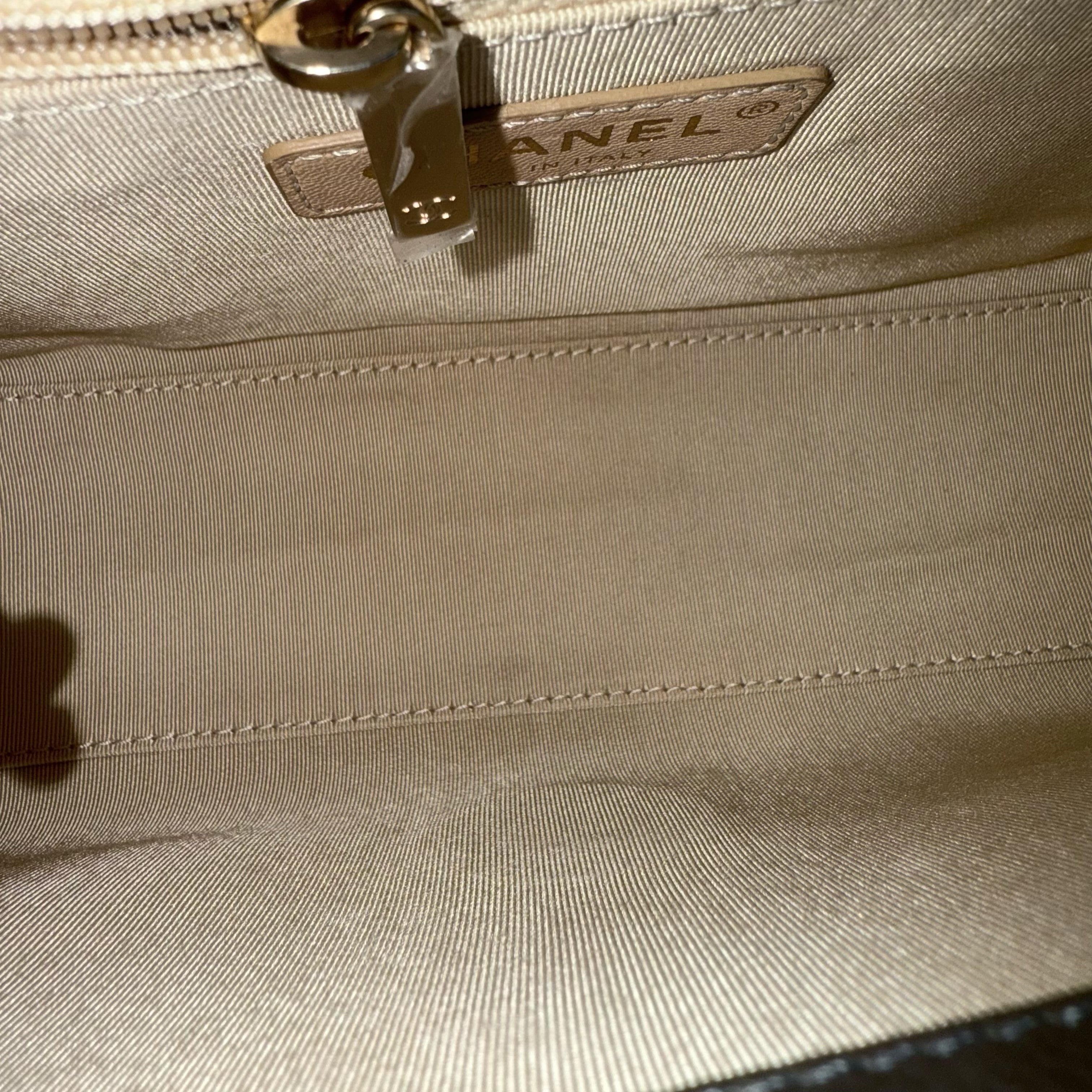 Chanel Label Click Medium - 25CM Quilted Calfskin Dark Olive Green Gold Hardware Series 23