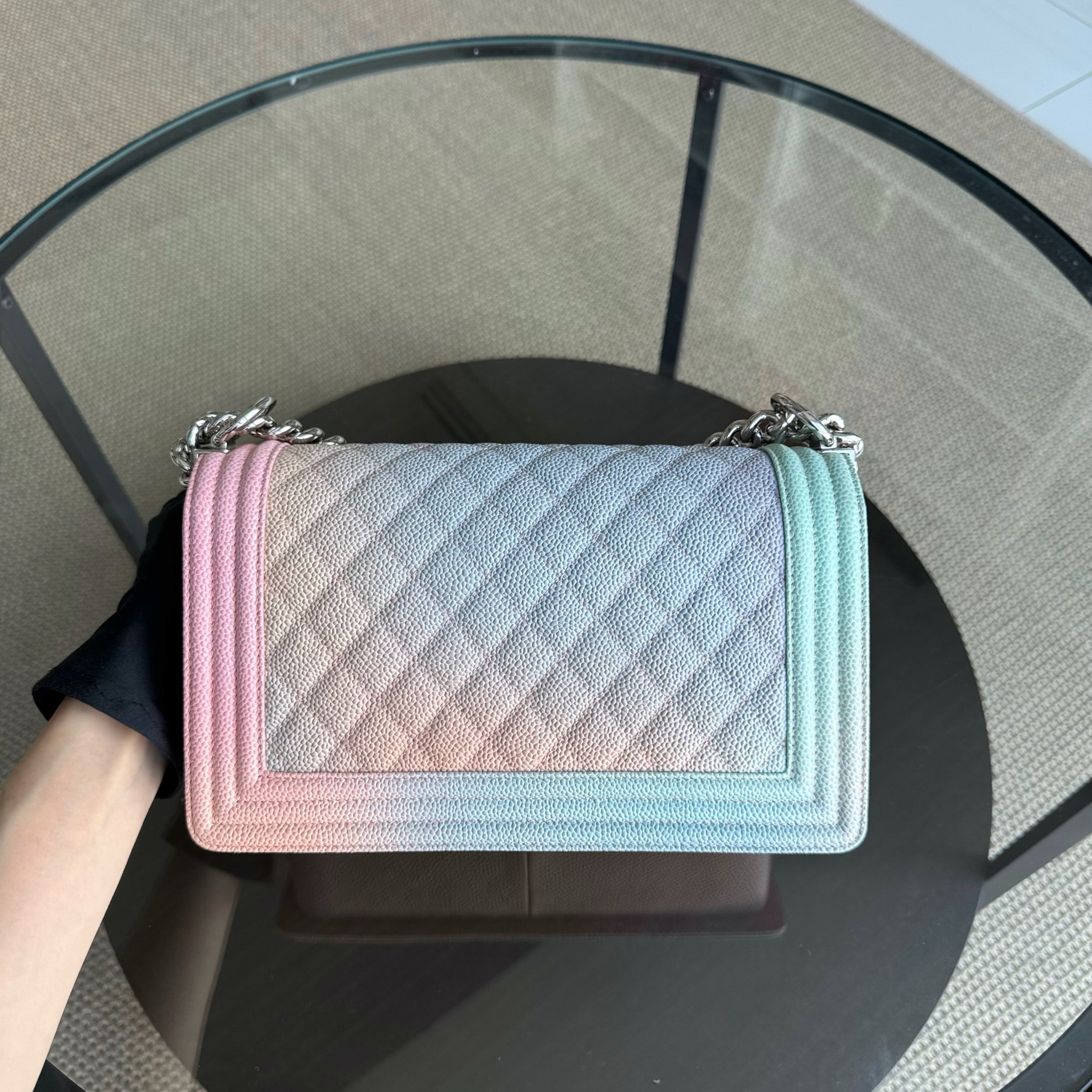 Chanel Boy Medium - Caviar 25CM Quilted Grained Calfskin Rainbow Limited Edition Series 25