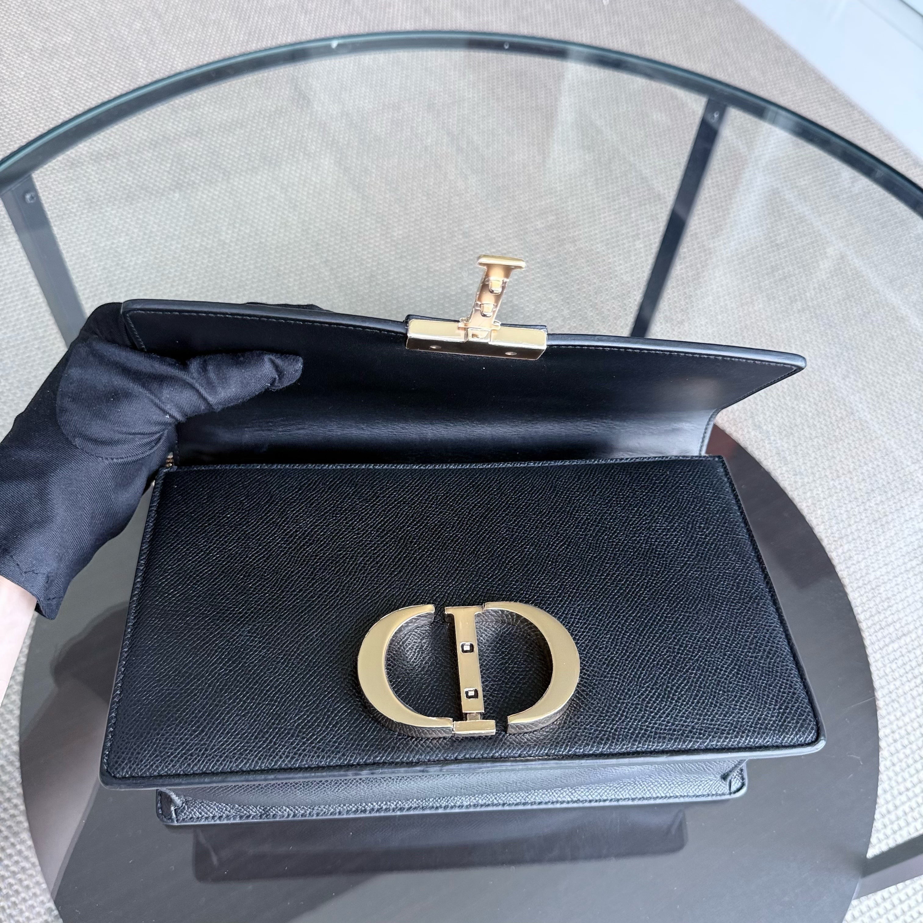 Dior Montaigne 30 Chain - Grained Calfskin Black Gold Hardware