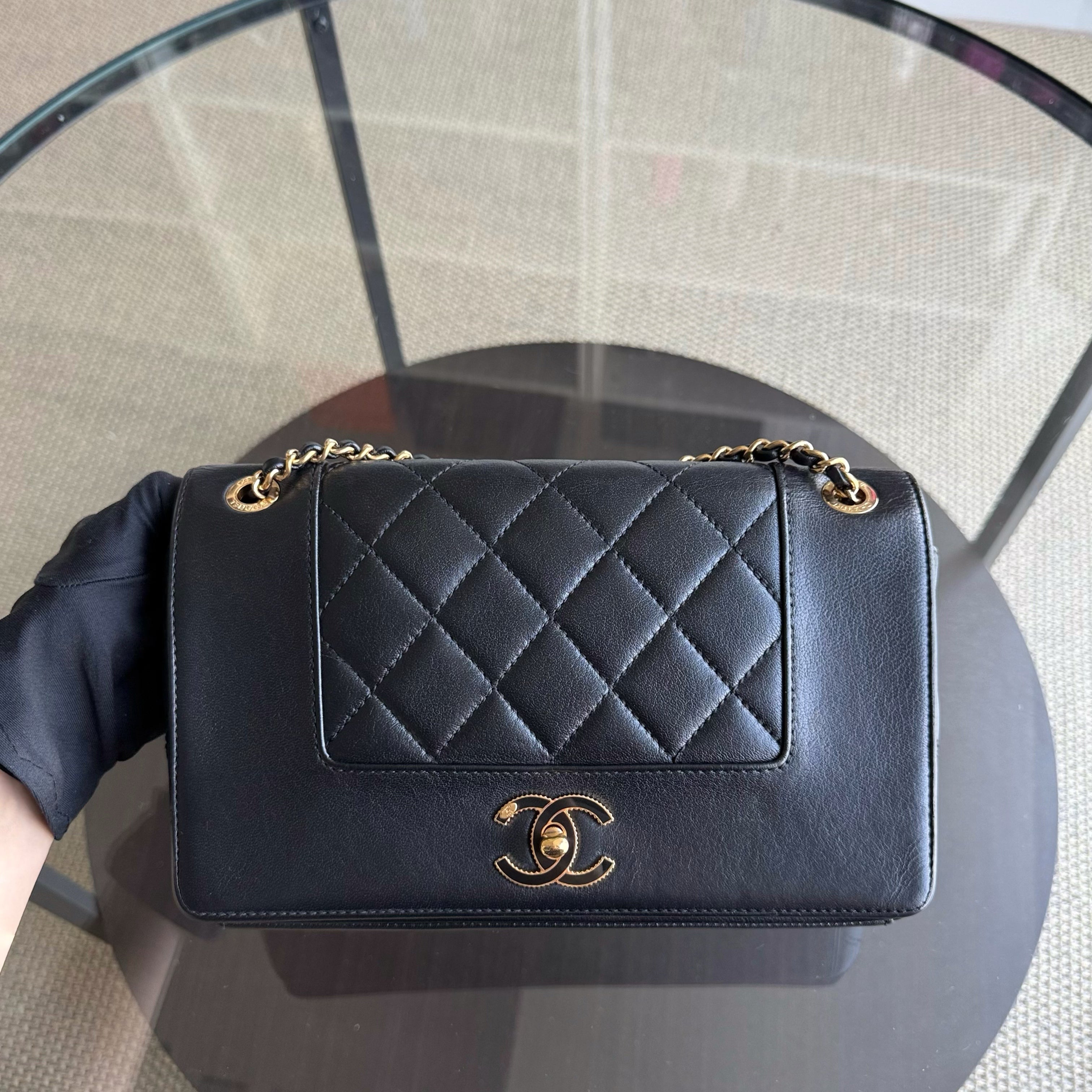 Chanel Seasonal Flap Mademoiselle - Quilted Calfskin Black Gold Hardware Series 21