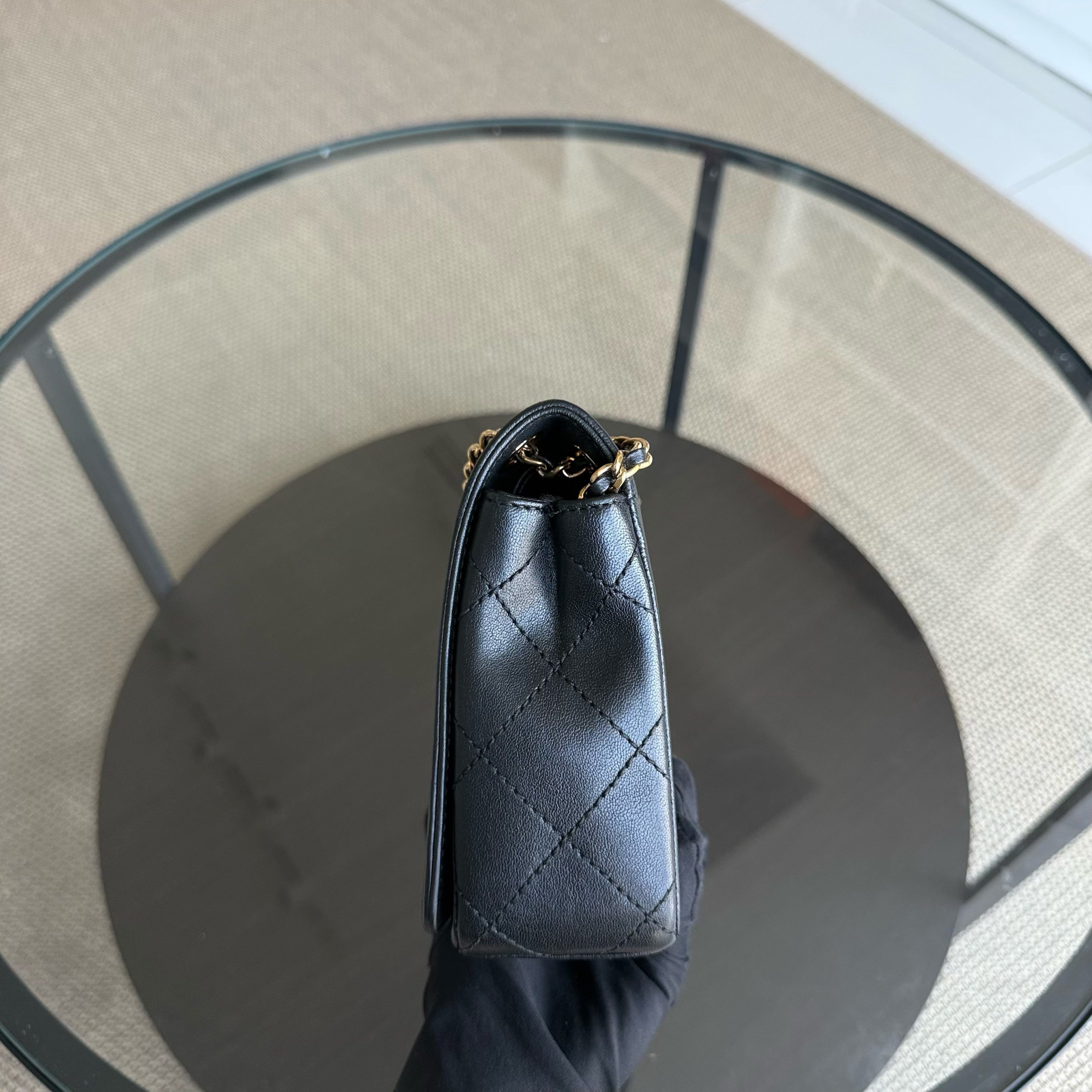 Chanel Seasonal Flap Mademoiselle - Quilted Calfskin Black Gold Hardware Series 23