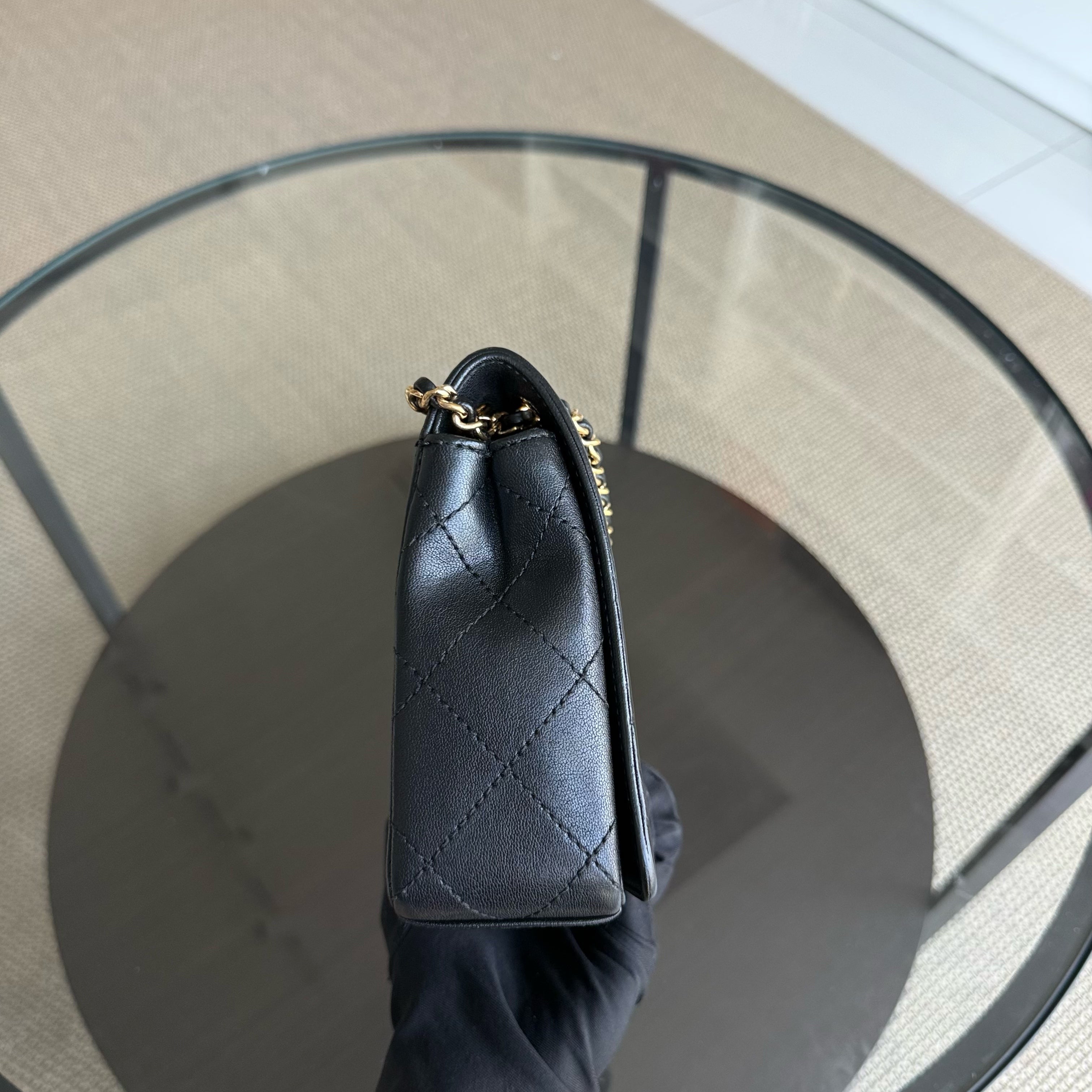 Chanel Seasonal Flap Mademoiselle - Quilted Calfskin Black Gold Hardware Series 23