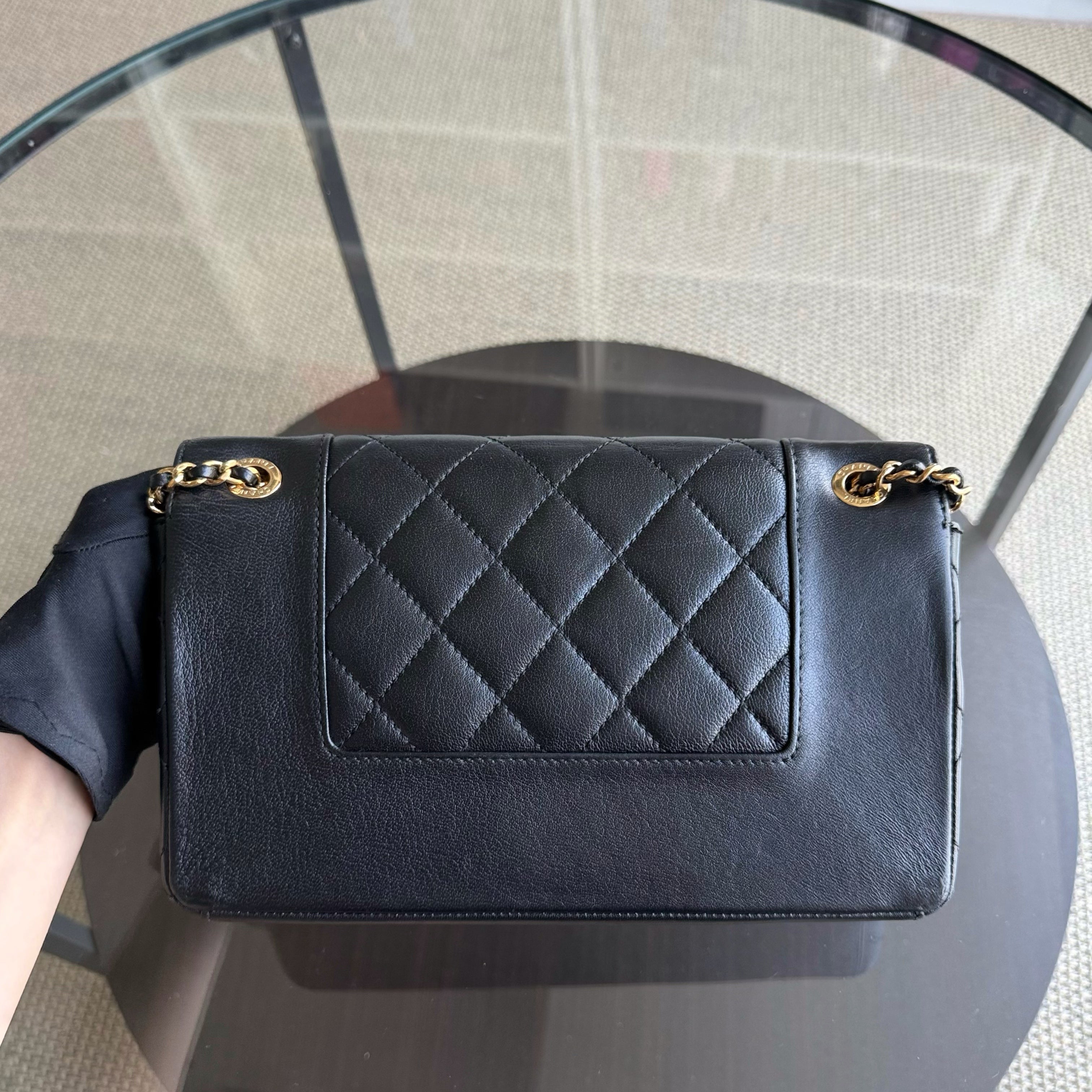 Chanel Seasonal Flap Mademoiselle - Quilted Calfskin Black Gold Hardware Series 23