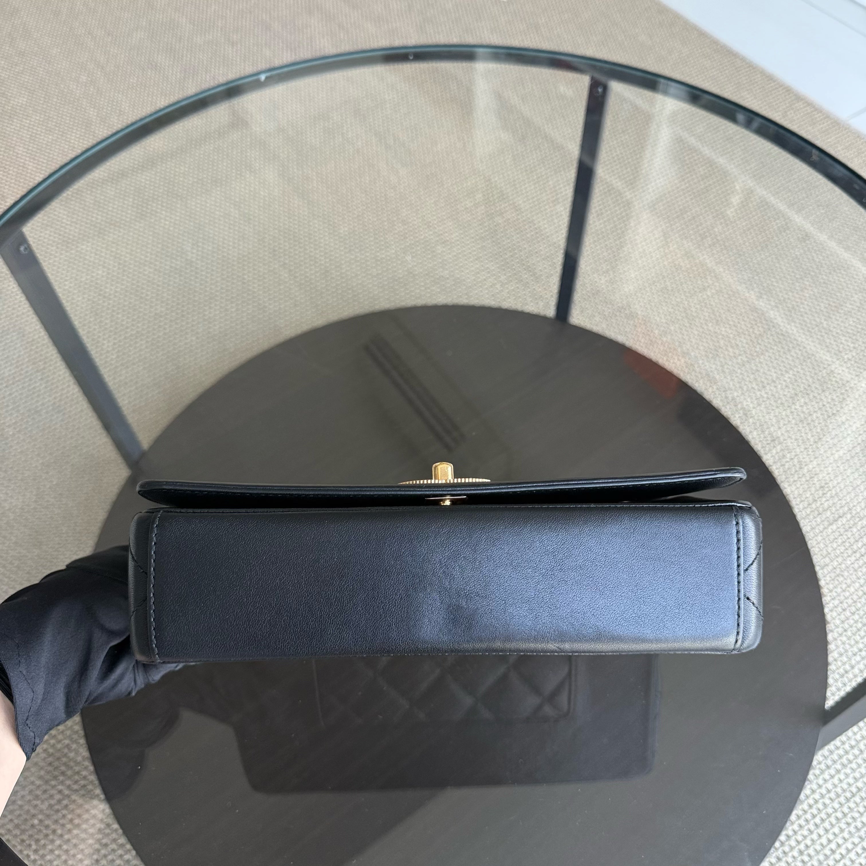 Chanel Seasonal Flap Mademoiselle - Quilted Calfskin Black Gold Hardware Series 23