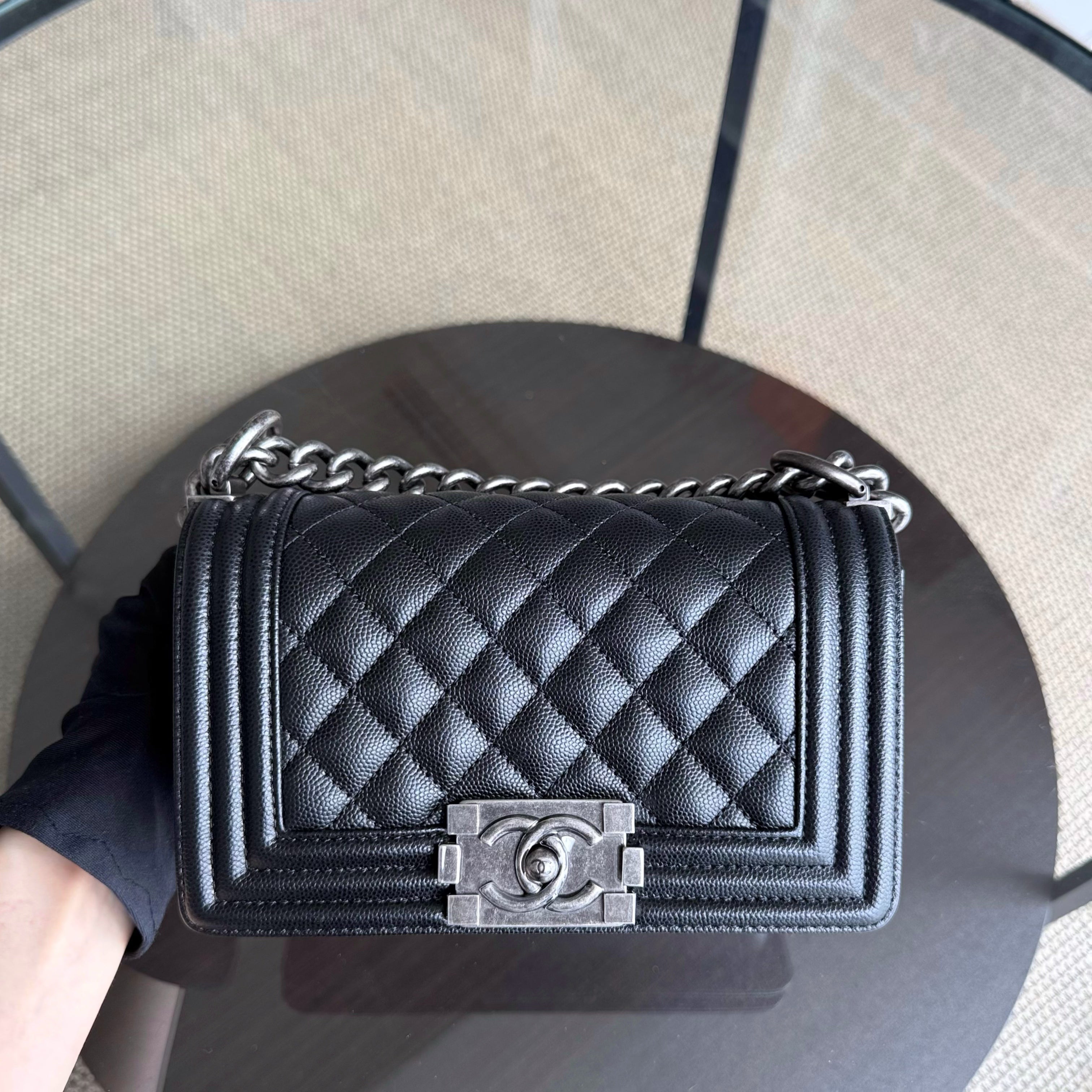 Chanel Boy Small - Caviar Quilted Grained Calfskin Black Ruthenium Silver Hardware Series 26