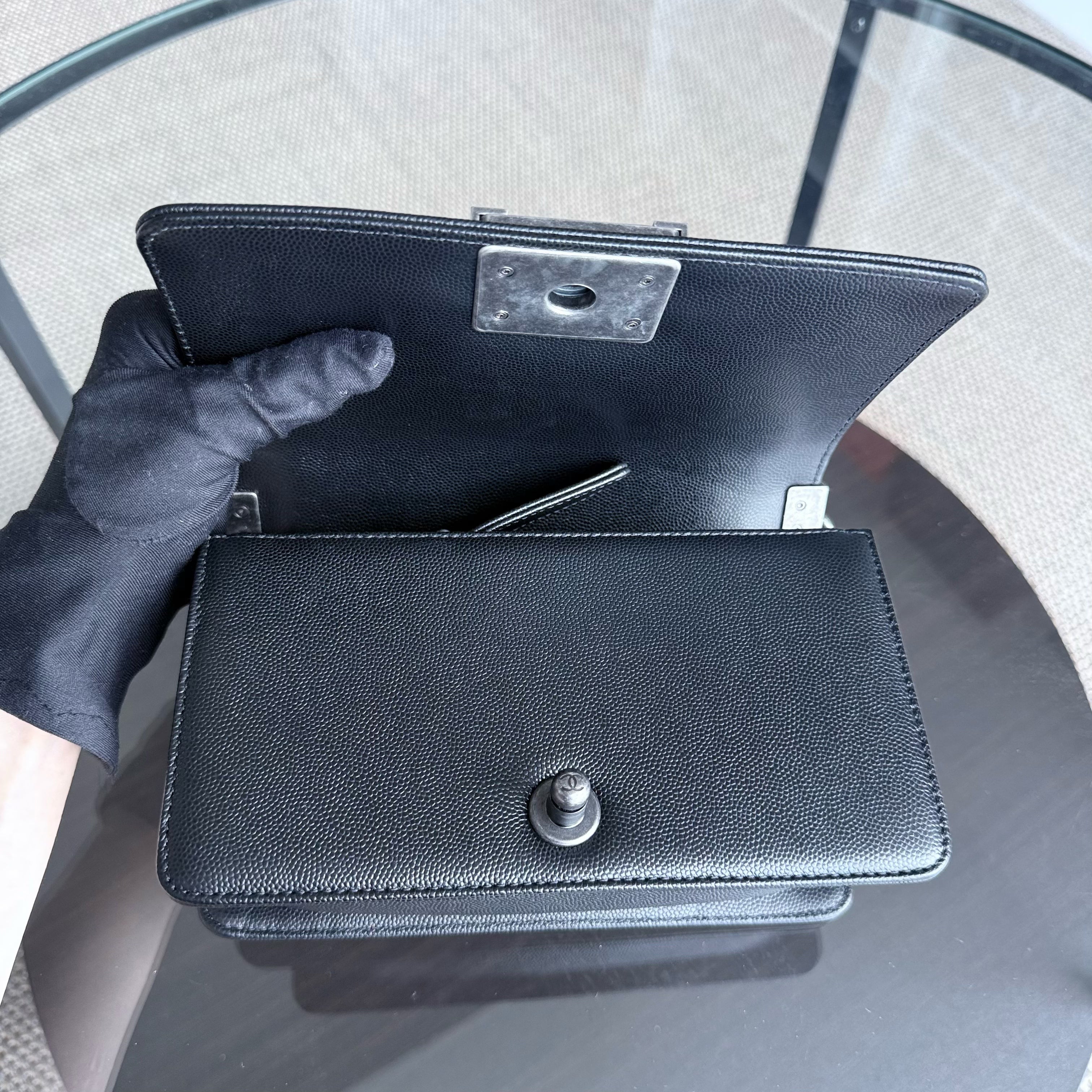 Chanel Boy Small - Caviar Quilted Grained Calfskin Black Ruthenium Silver Hardware Series 26