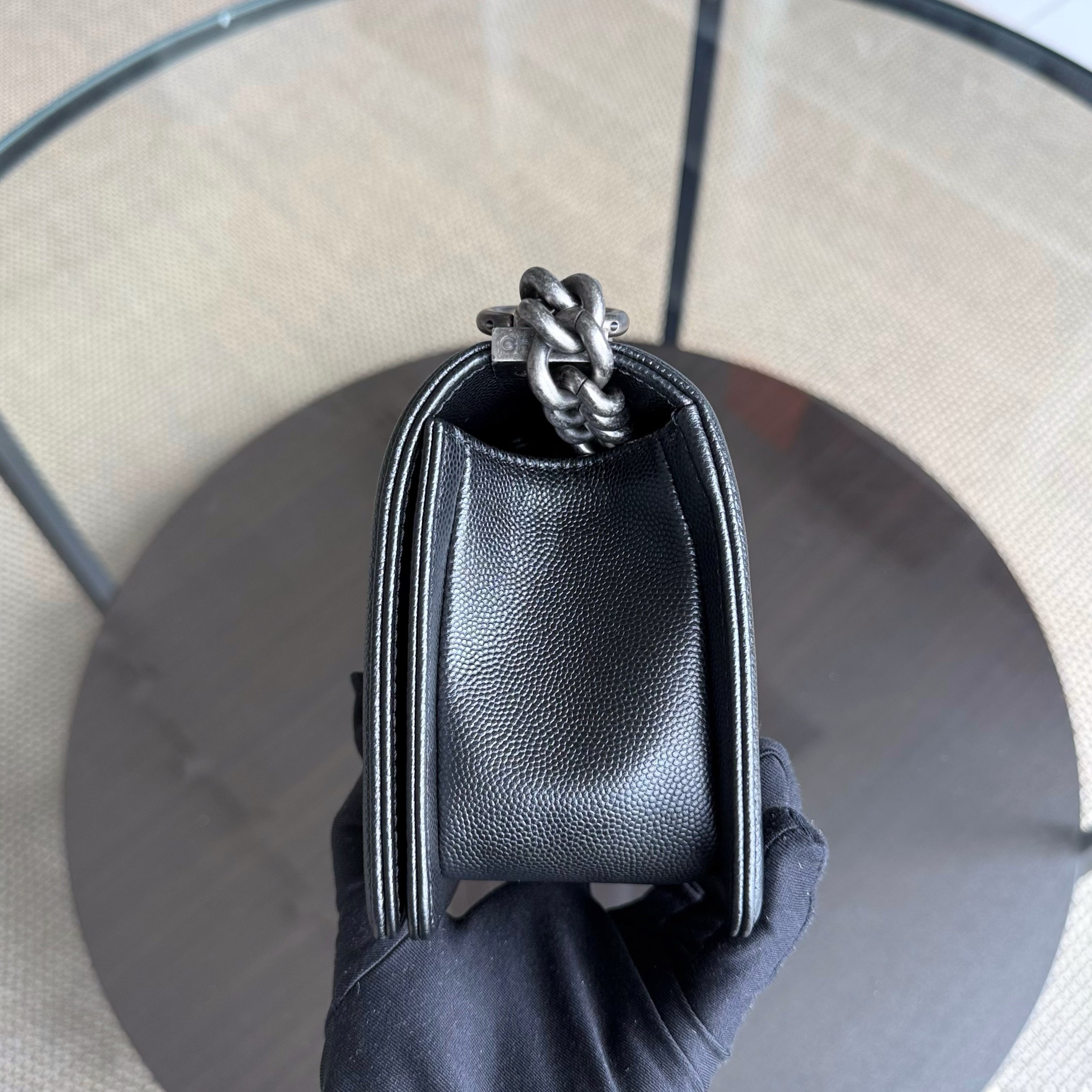 Chanel Boy Small - Caviar Quilted Grained Calfskin Black Ruthenium Silver Hardware Series 26