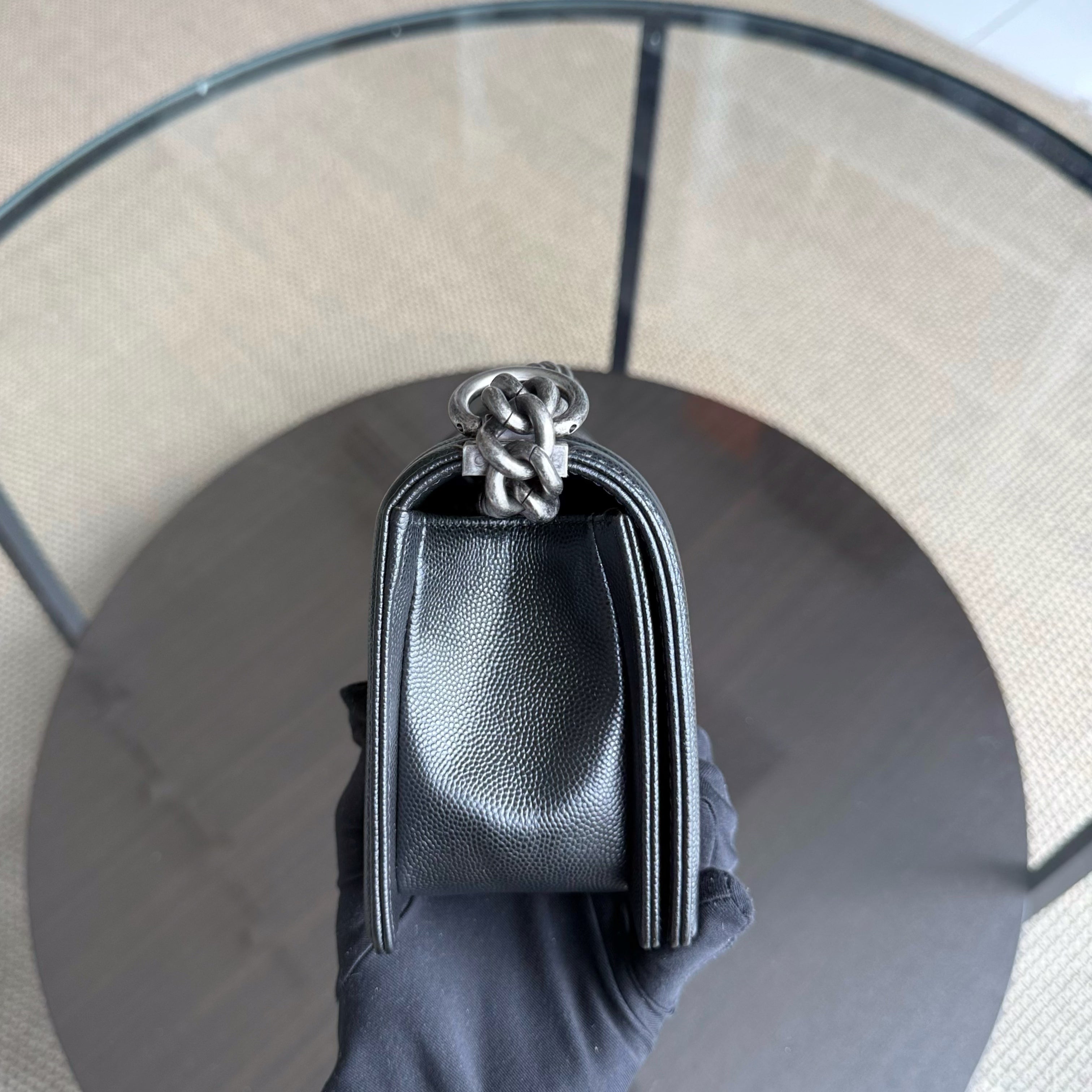 Chanel Boy Small - Caviar Quilted Grained Calfskin Black Ruthenium Silver Hardware Series 26