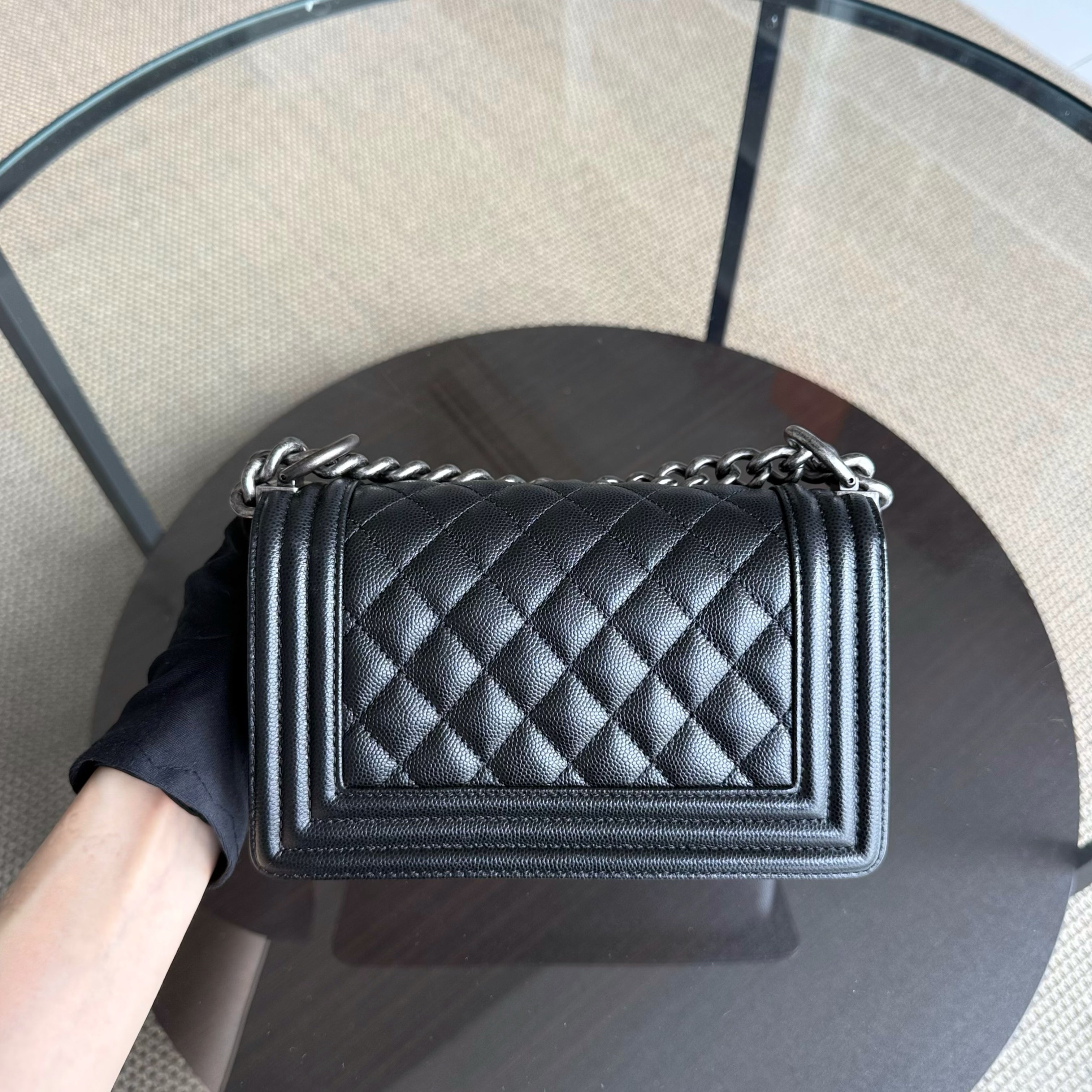 Chanel Boy Small - Caviar Quilted Grained Calfskin Black Ruthenium Silver Hardware Series 26