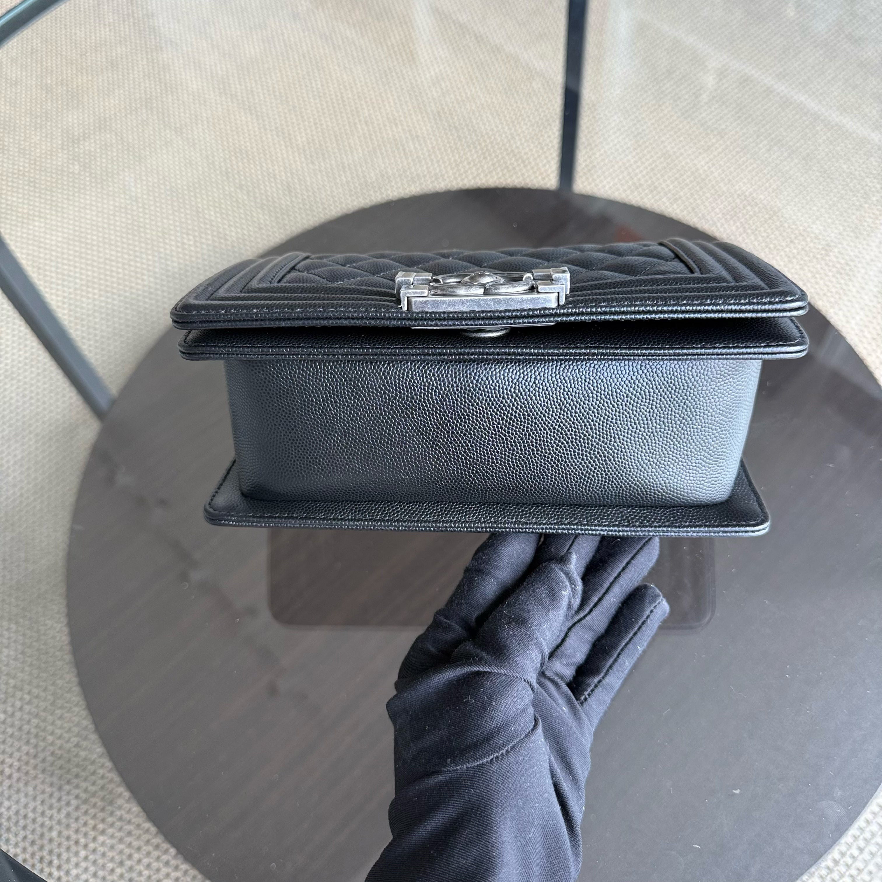 Chanel Boy Small - Caviar Quilted Grained Calfskin Black Ruthenium Silver Hardware Series 26