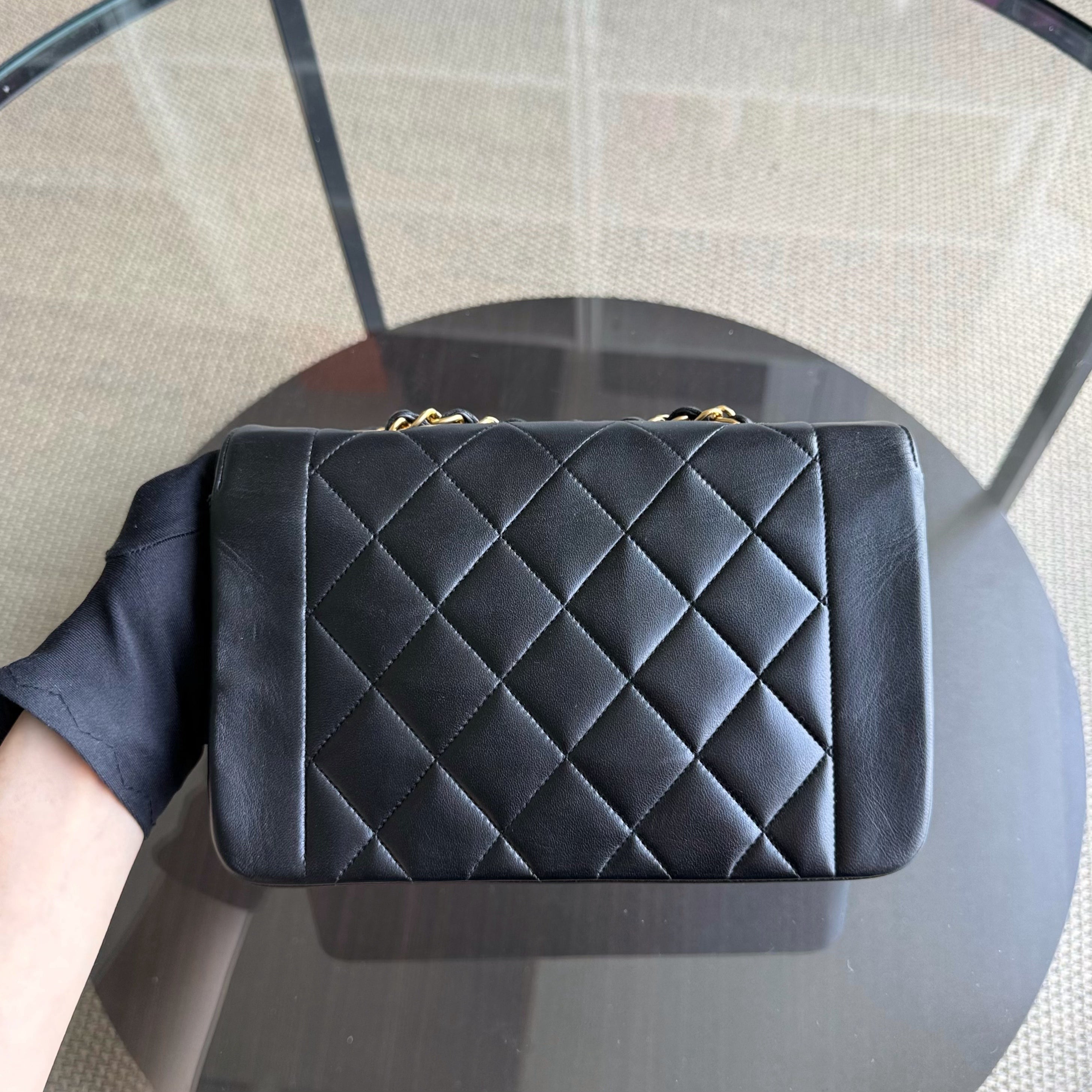 Chanel Diana Vintage - Quilted Lambskin Black Gold Hardware Series 2