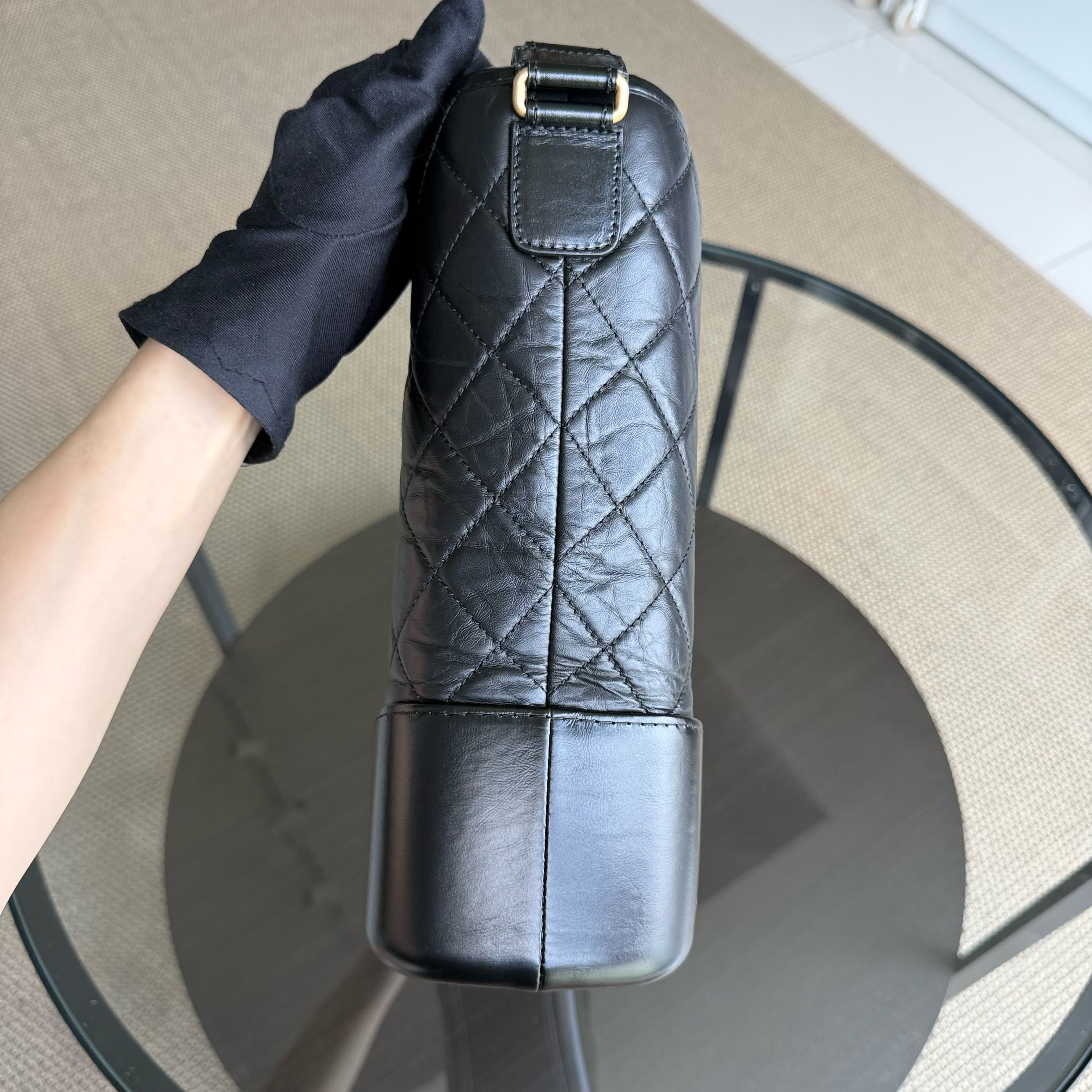 Chanel Gabrielle Large - Quilted Aged Calfskin Black Two-tone Gold Hardware Series 24