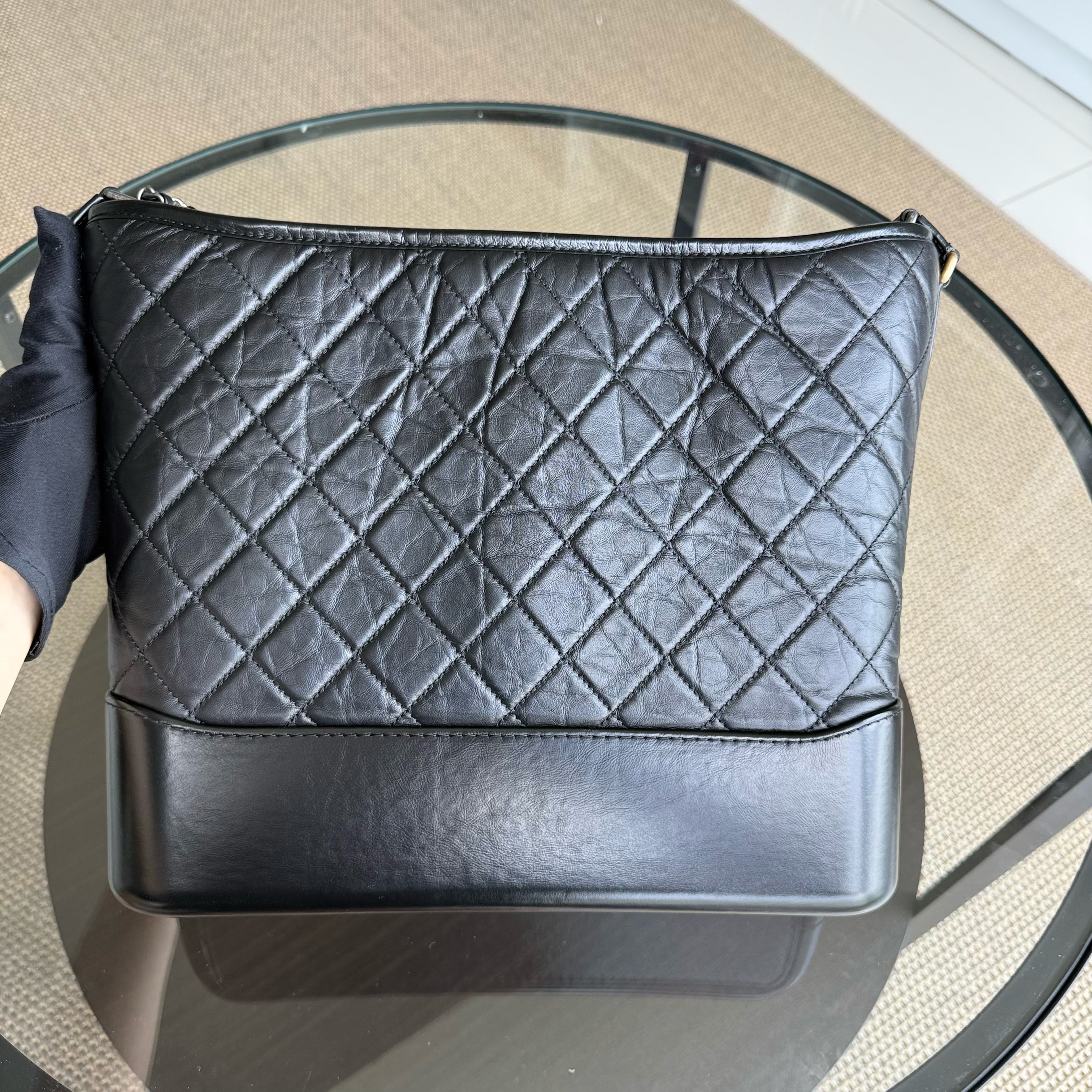 Chanel Gabrielle Large - Quilted Aged Calfskin Black Two-tone Gold Hardware Series 24