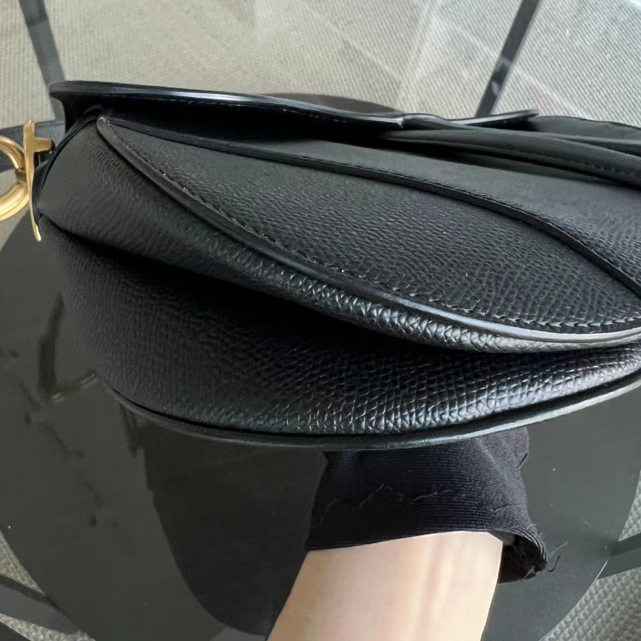 Dior Saddle Medium - Grained Calfskin Black Gold Hardware