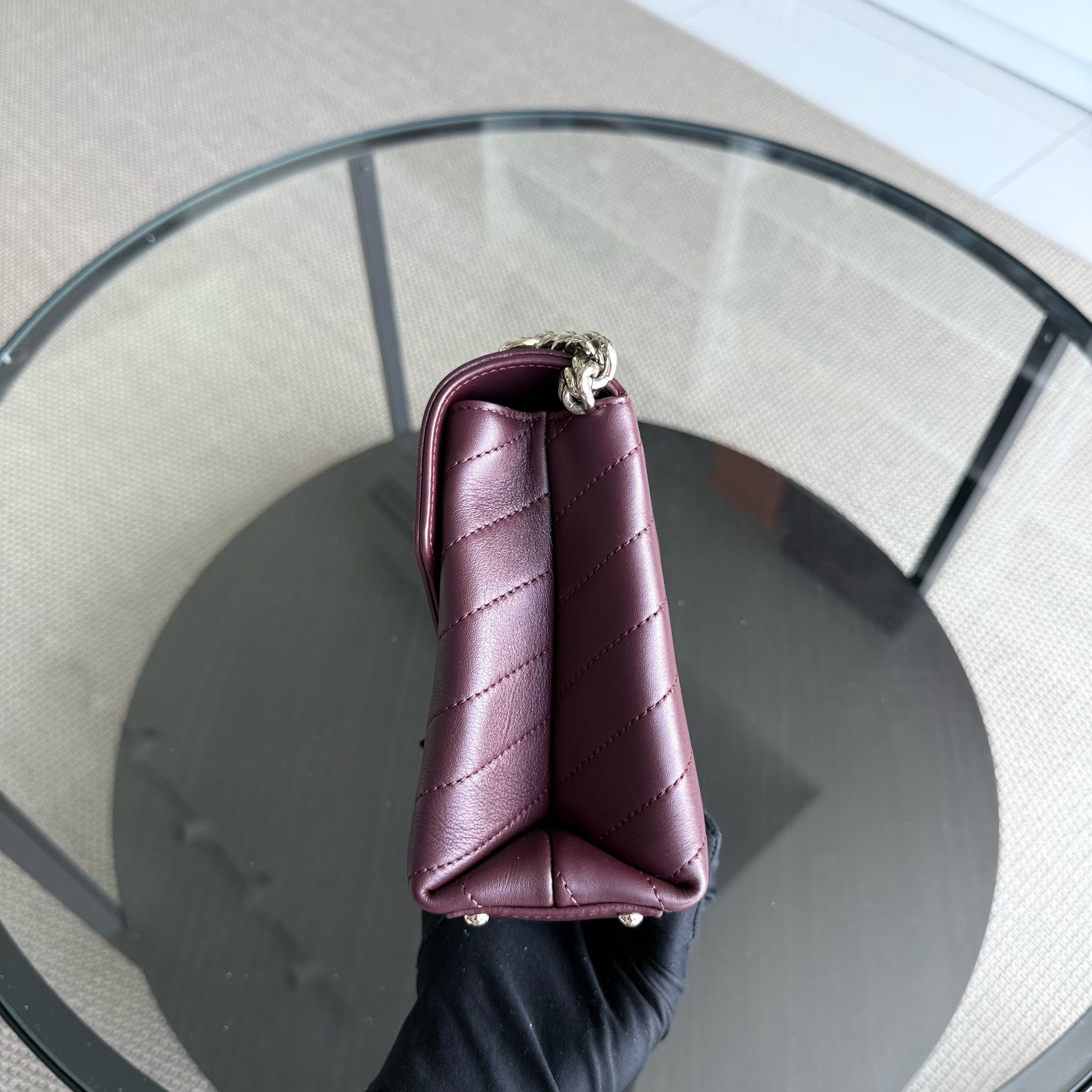 Chanel Coco Chevron Bag - Smooth Calfskin Dark Burgundy Red Gold Hardware Series 26