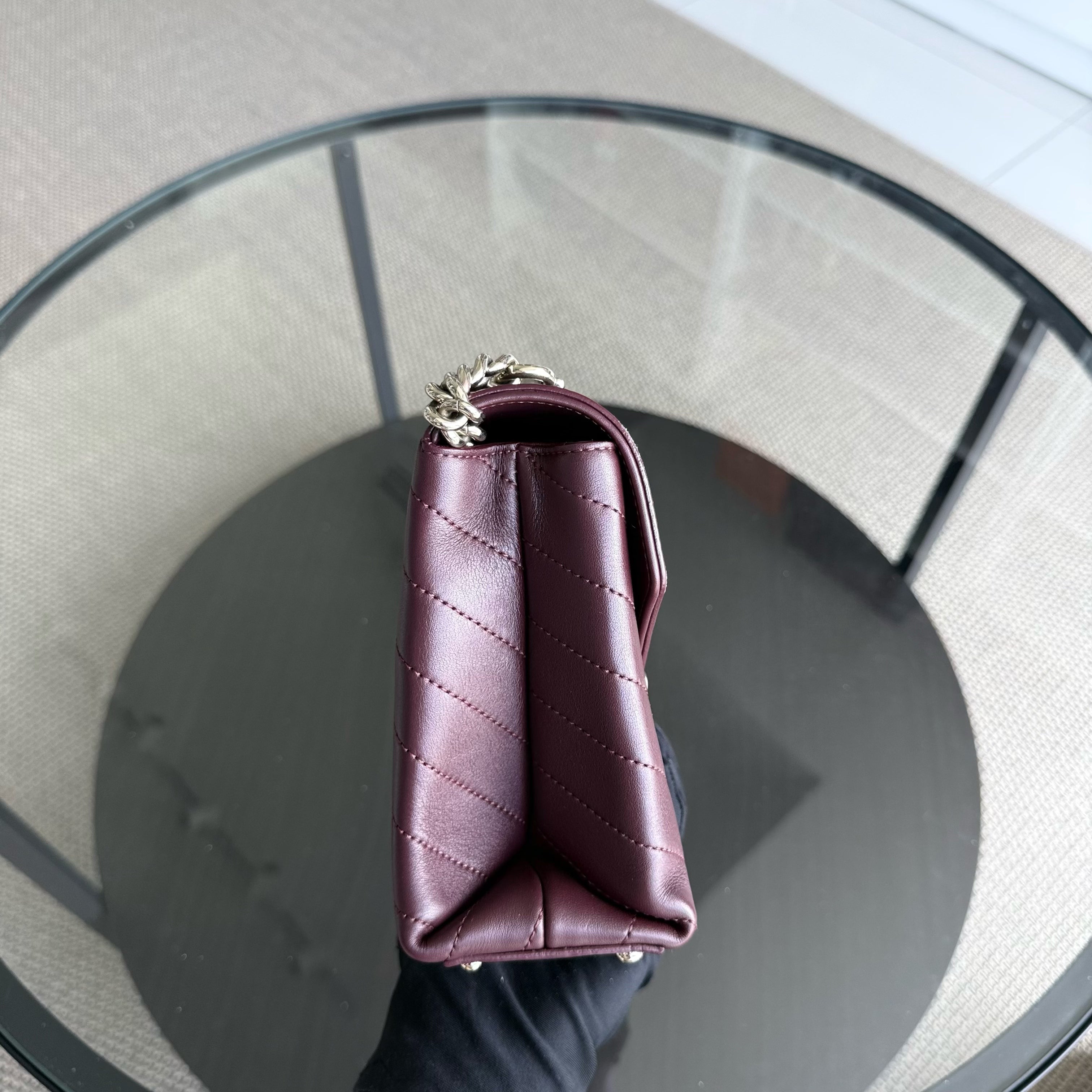 Chanel Coco Chevron Bag - Smooth Calfskin Dark Burgundy Red Gold Hardware Series 26