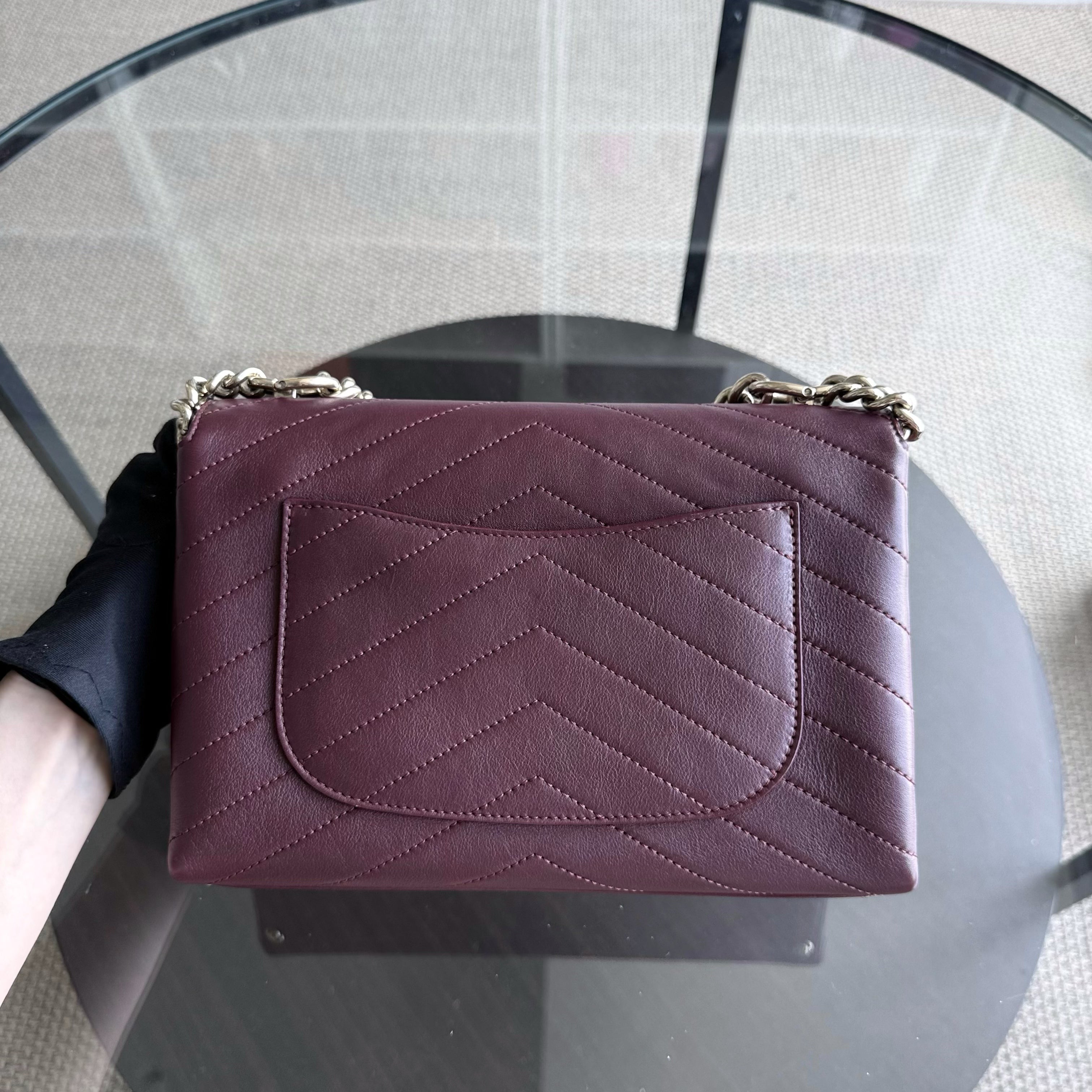 Chanel Coco Chevron Bag - Smooth Calfskin Dark Burgundy Red Gold Hardware Series 26