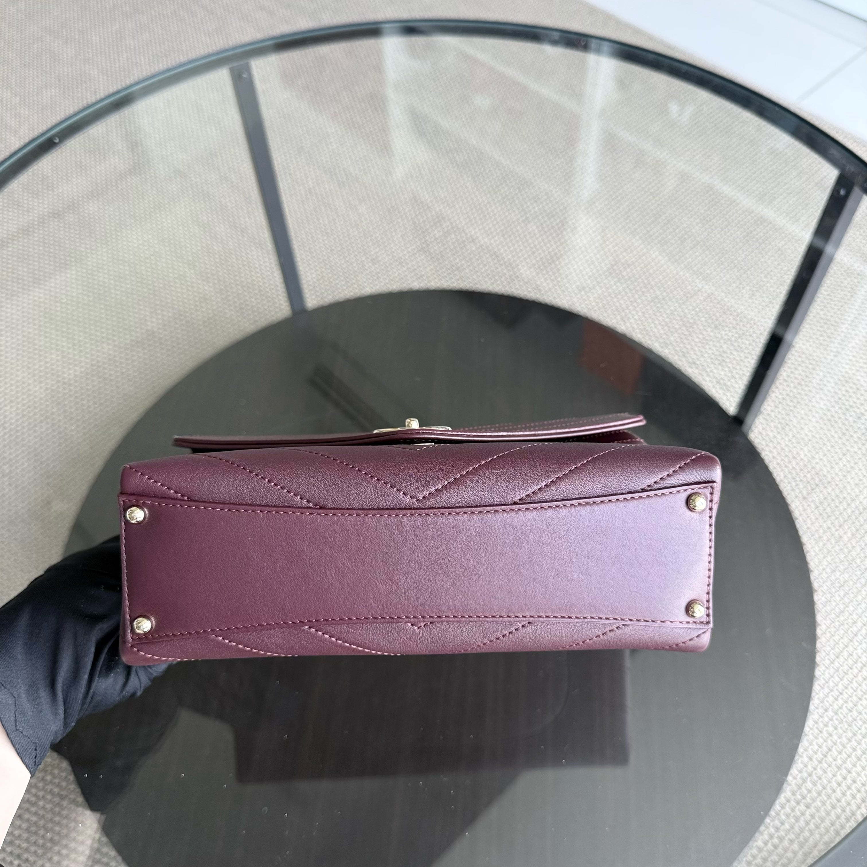 Chanel Coco Chevron Bag - Smooth Calfskin Dark Burgundy Red Gold Hardware Series 26